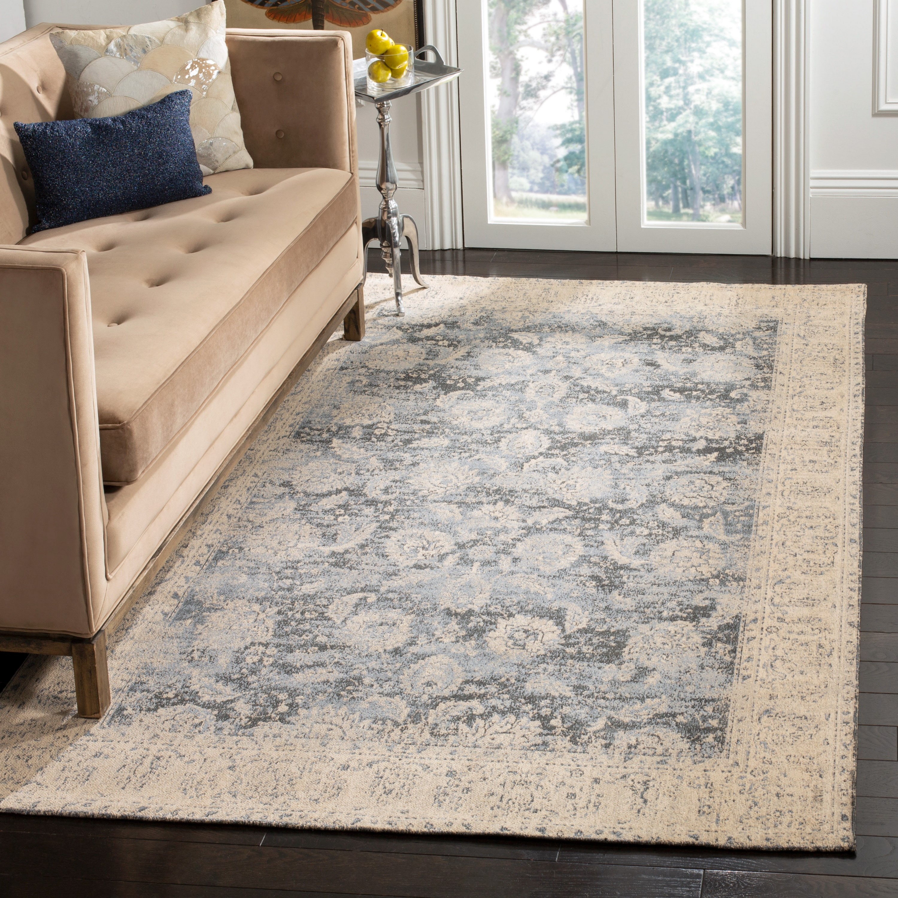 Gray and Cream Rectangular Flat Woven 4' x 6' Area Rug