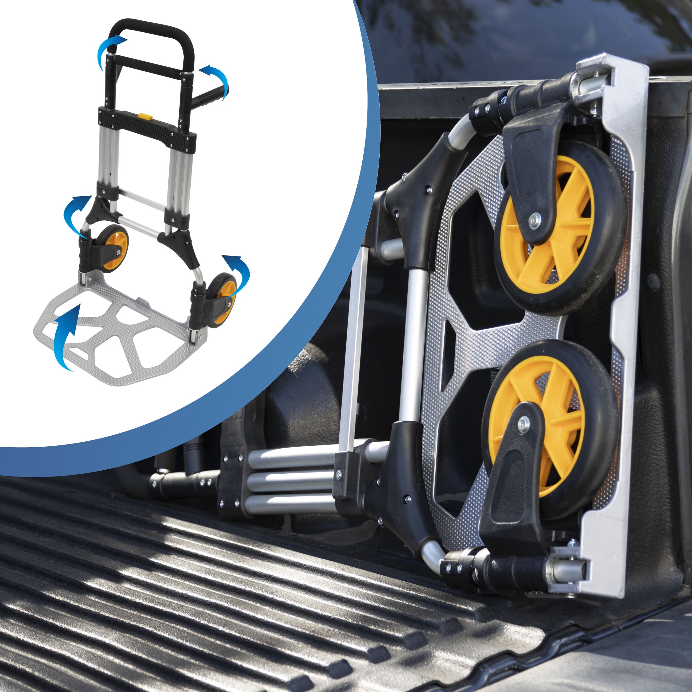 Heavy-Duty Folding Aluminum Hand Truck Dolly with Rubber Wheels