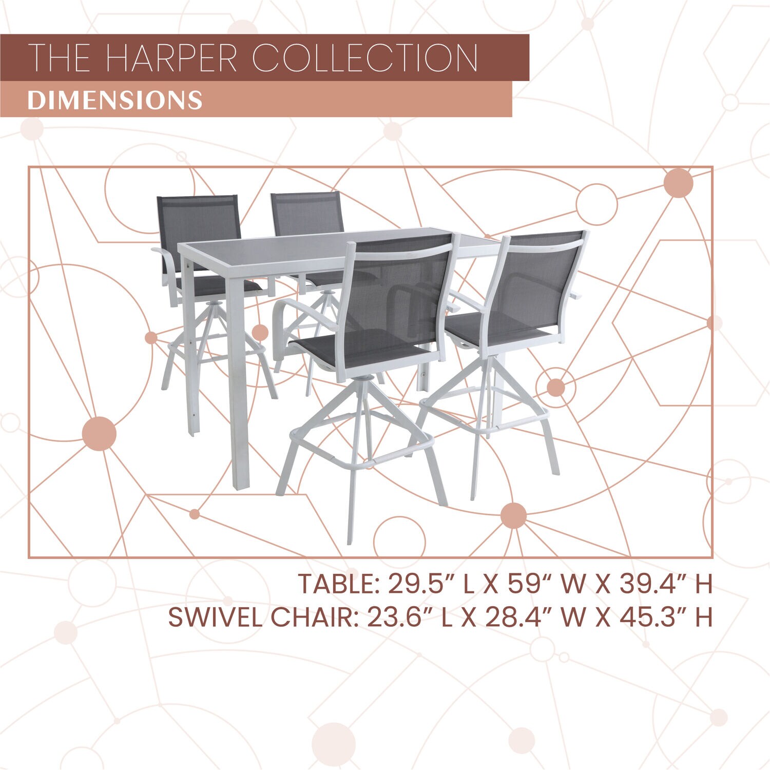 Harper White Aluminum 6-Person Outdoor Dining Set with Sling Chairs