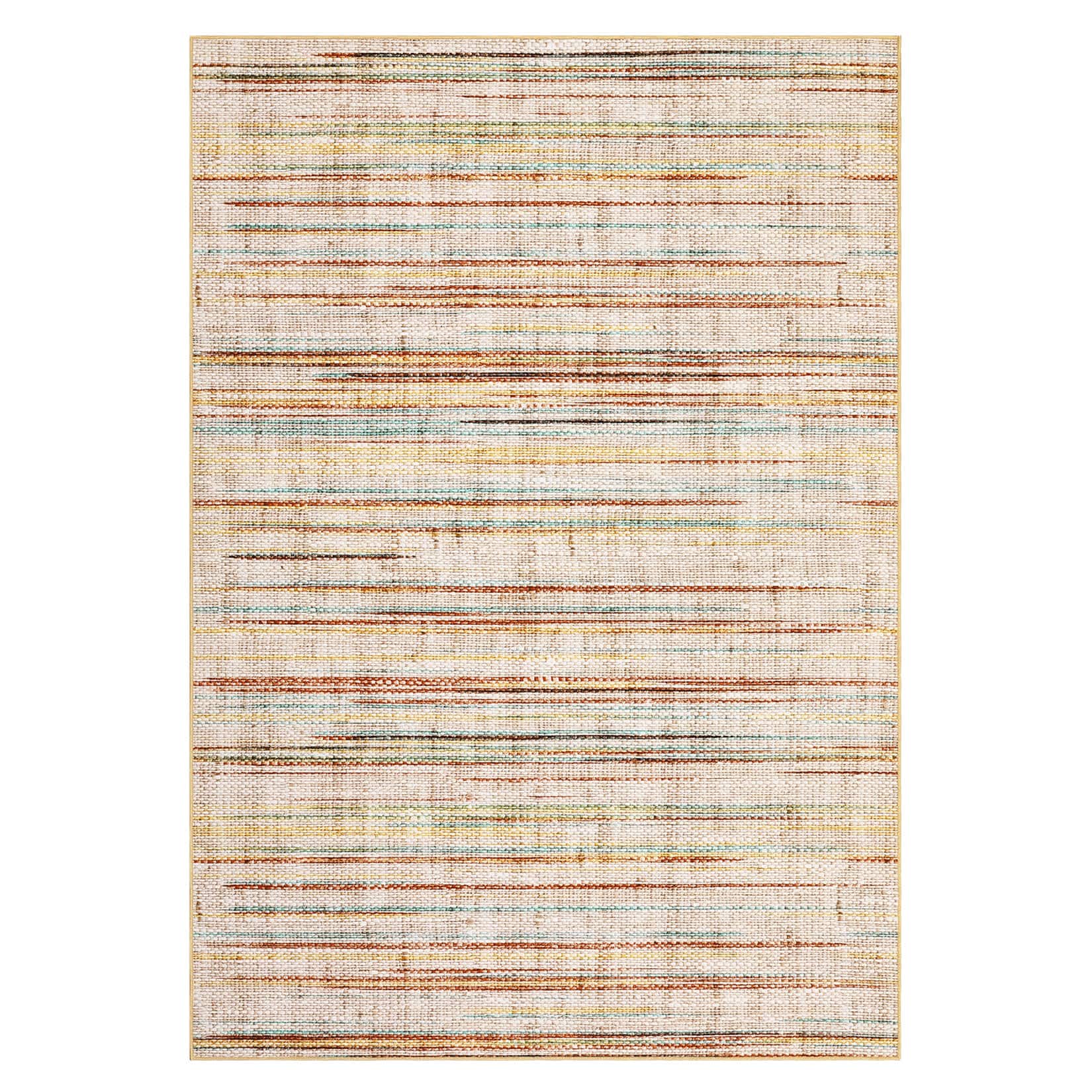 Qeetex LSN-PHO-16NW9HMM 9 x  12 ft Polyester Terry Rainbow Rectangular Hallway Bathroom Entryway Kitchen Office Foldable Line Printed Modern Washable Area Rug