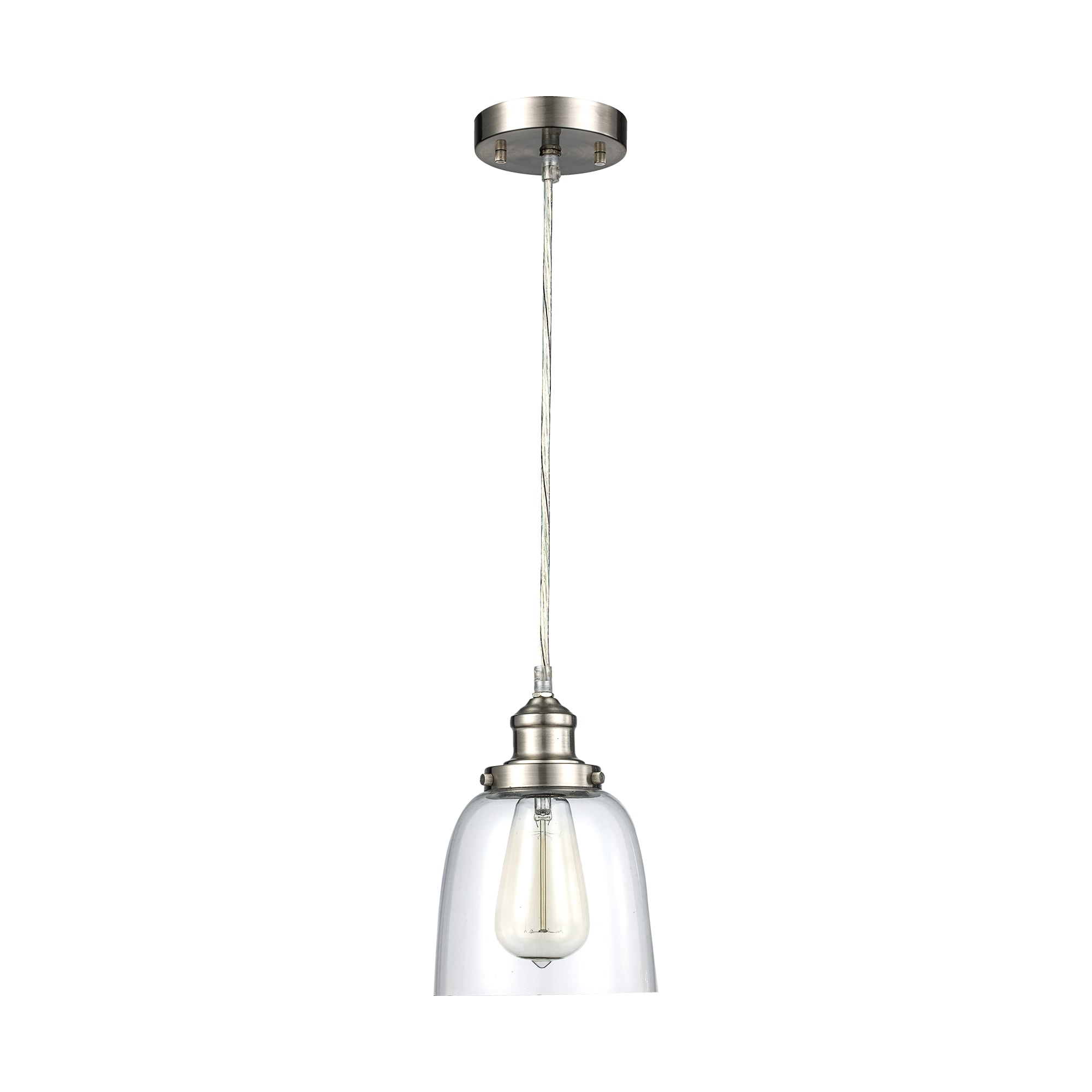 Brushed Nickel 6" Glass Indoor/Outdoor Bowl Pendant Light