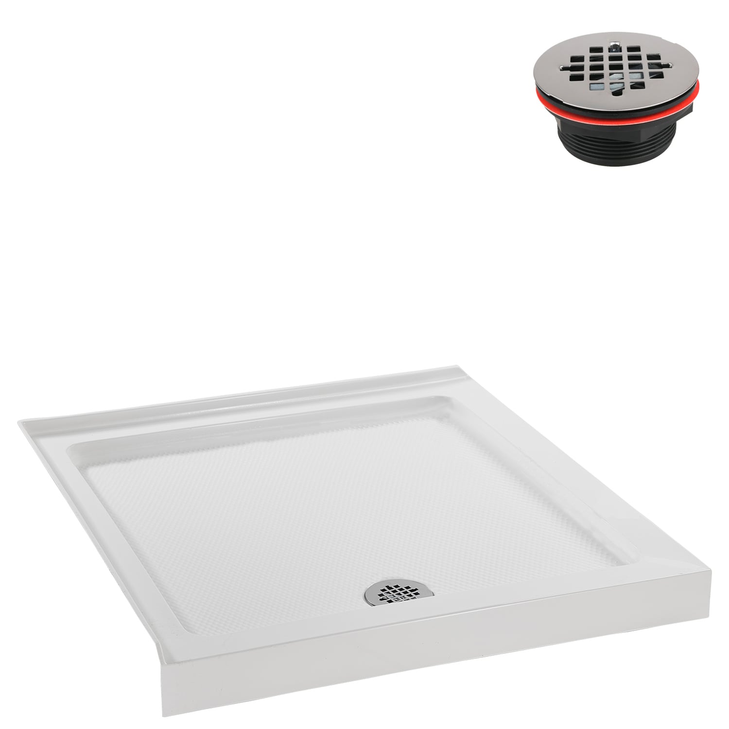 Streamline 36" White Acrylic Corner Shower Base with ABS Drain