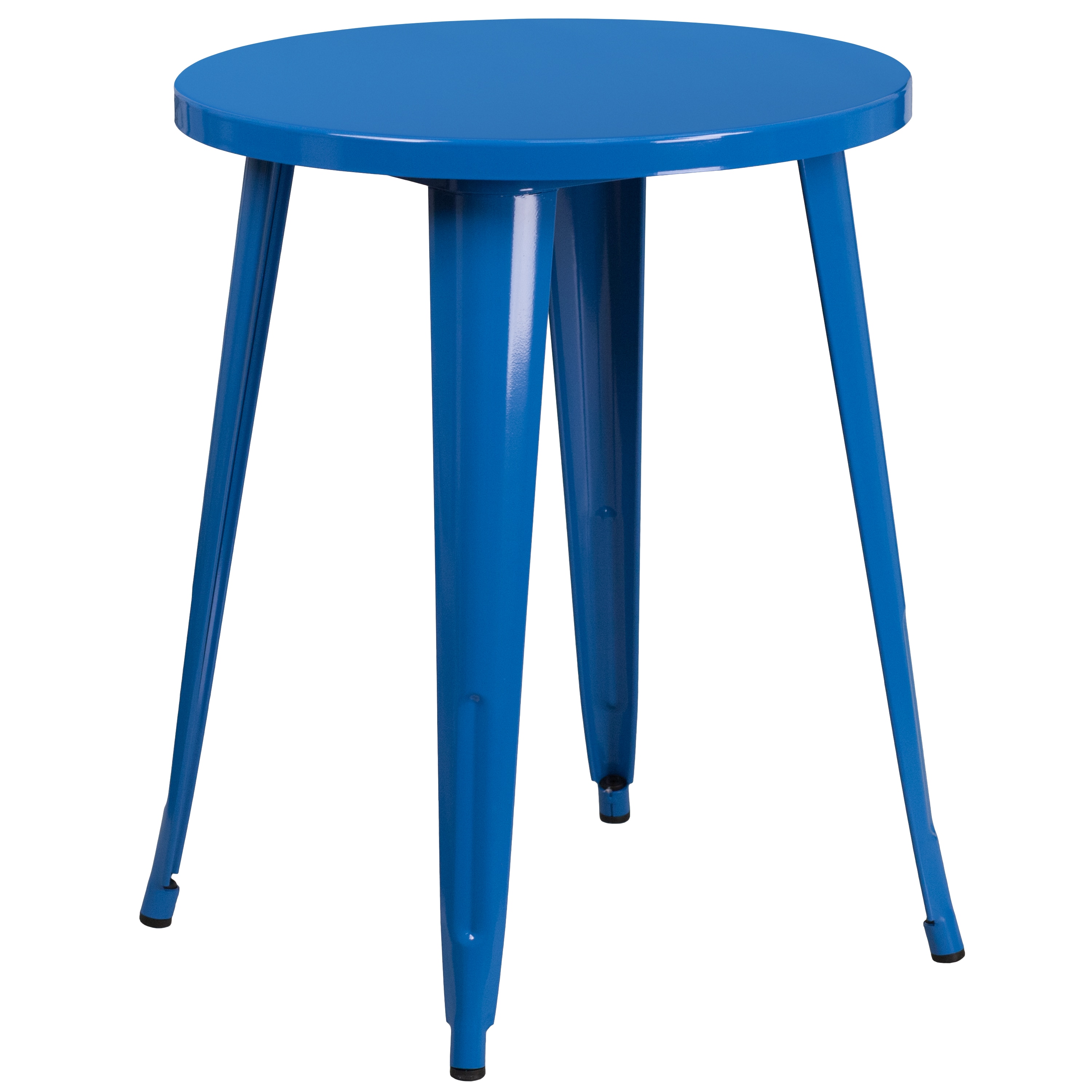 Flash Furniture 889142064879 Blue Round Contemporary/Modern Dining Table, Metal with Blue Metal 24-in L x 29-in H