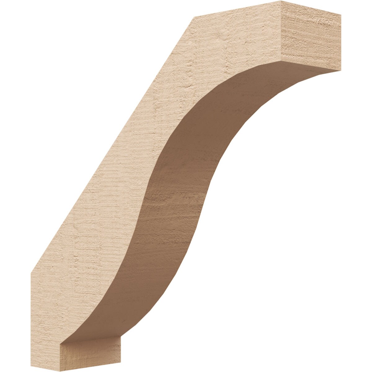 Ekena Millwork BRCUR03X12X12BKRRCPR 3-in x 12-in x 12-in Primed Urethane Baker Rough Cedar Woodgrain TimberThane Knee Brace