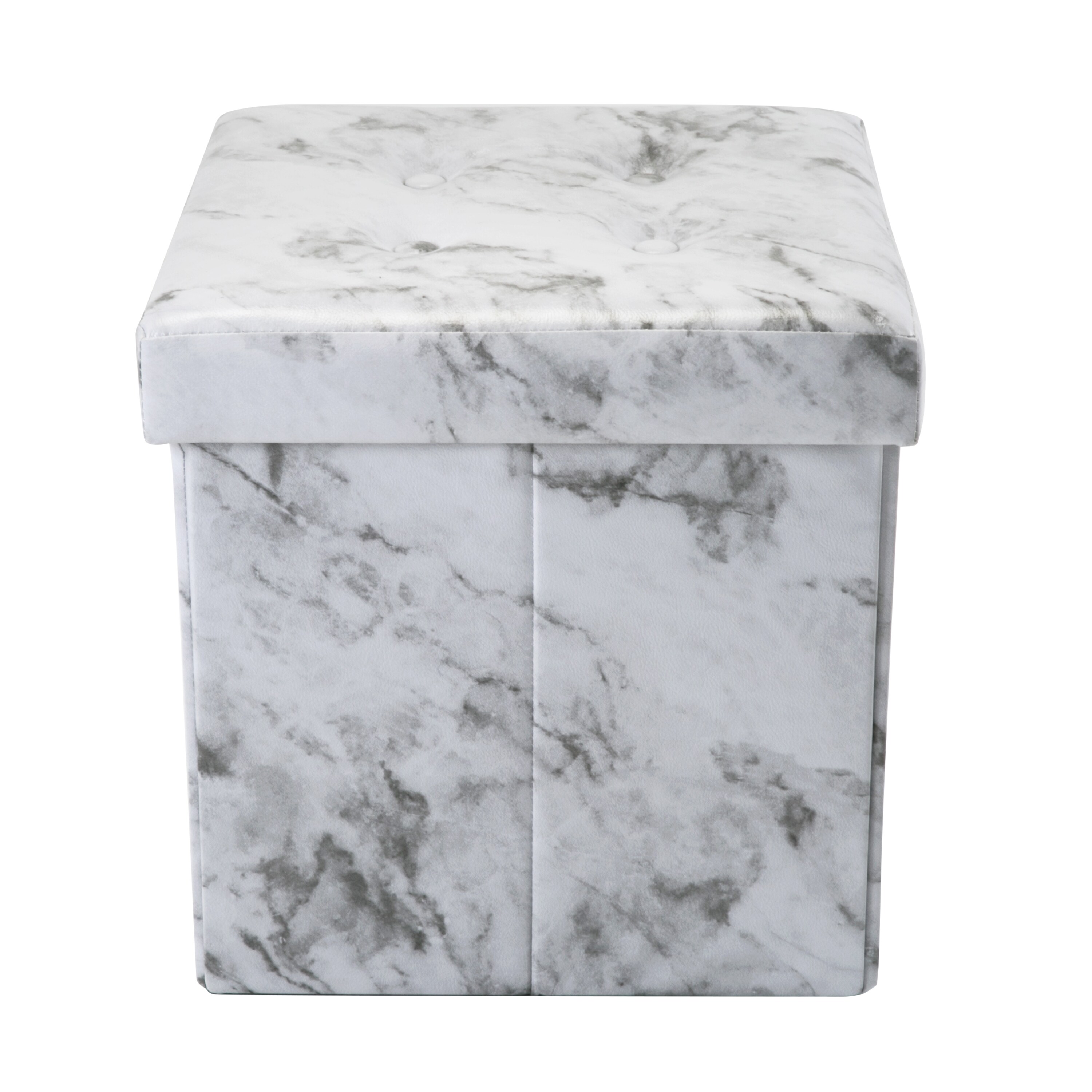 Simplify F-0660-MARBLE Casual Marble Faux Leather Storage Ottoman