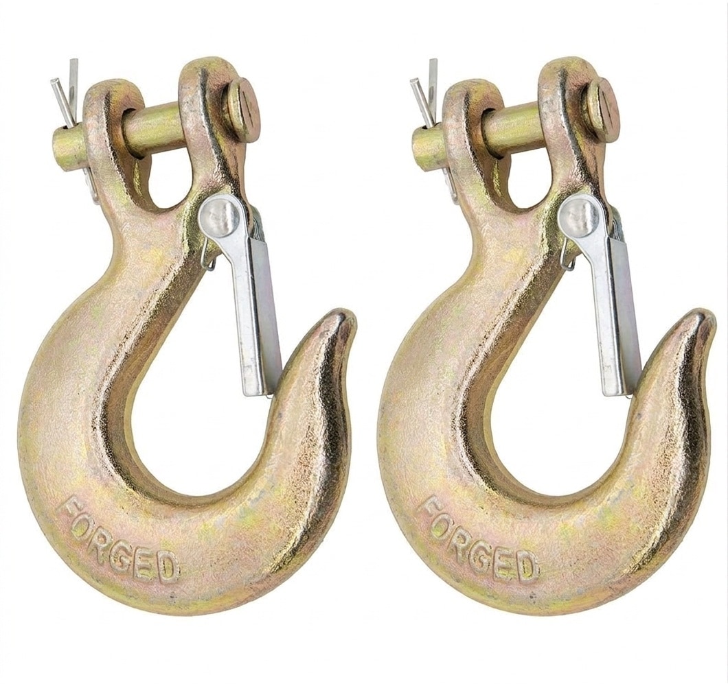 Etokfoks  5 16 Inch Clevis Slip Hook with Safety Latch G70 Chain Hook Forged Steel 18000 lb Capacity Trailer Truck