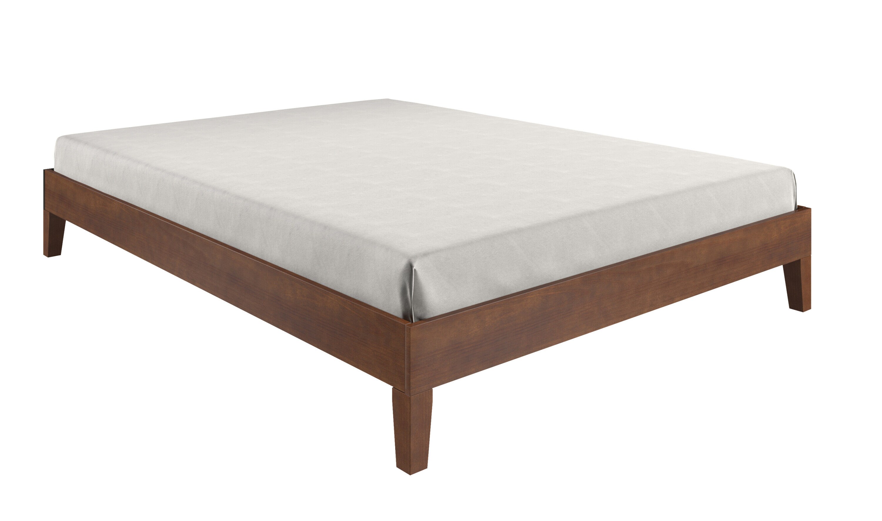 Natural Pine Queen Platform Bed with Slats and Drawer