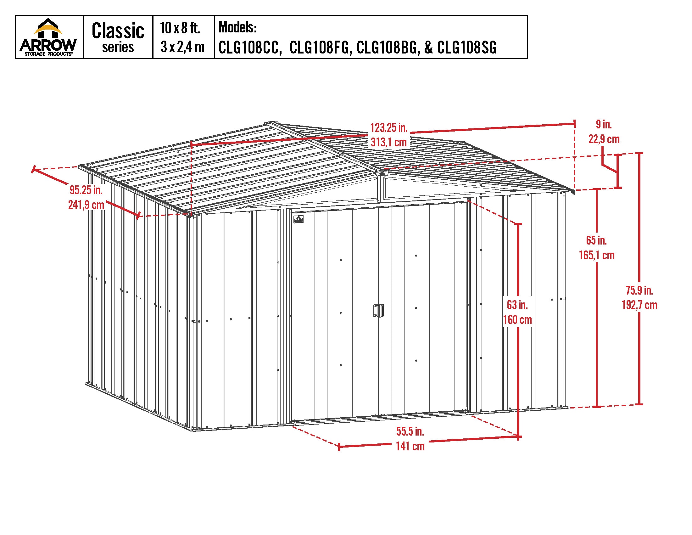 Arrow CLG108CC Metal-Storage-Buildings-Sheds - View #2