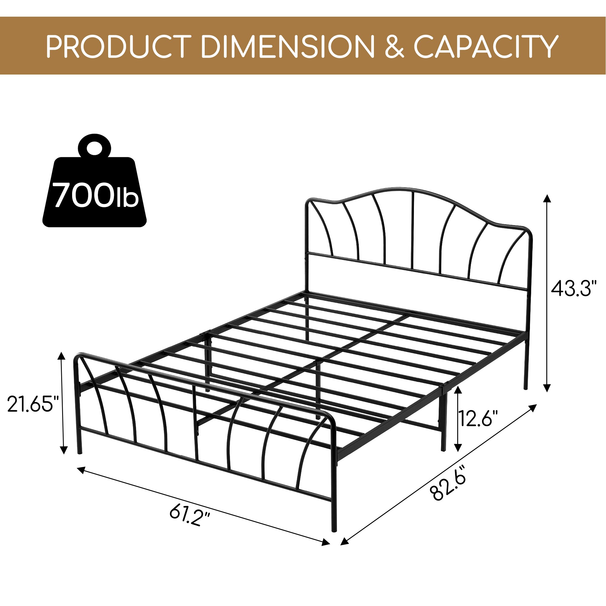 Garvee Black Queen Metal Platform Bed with Storage in the Beds ...