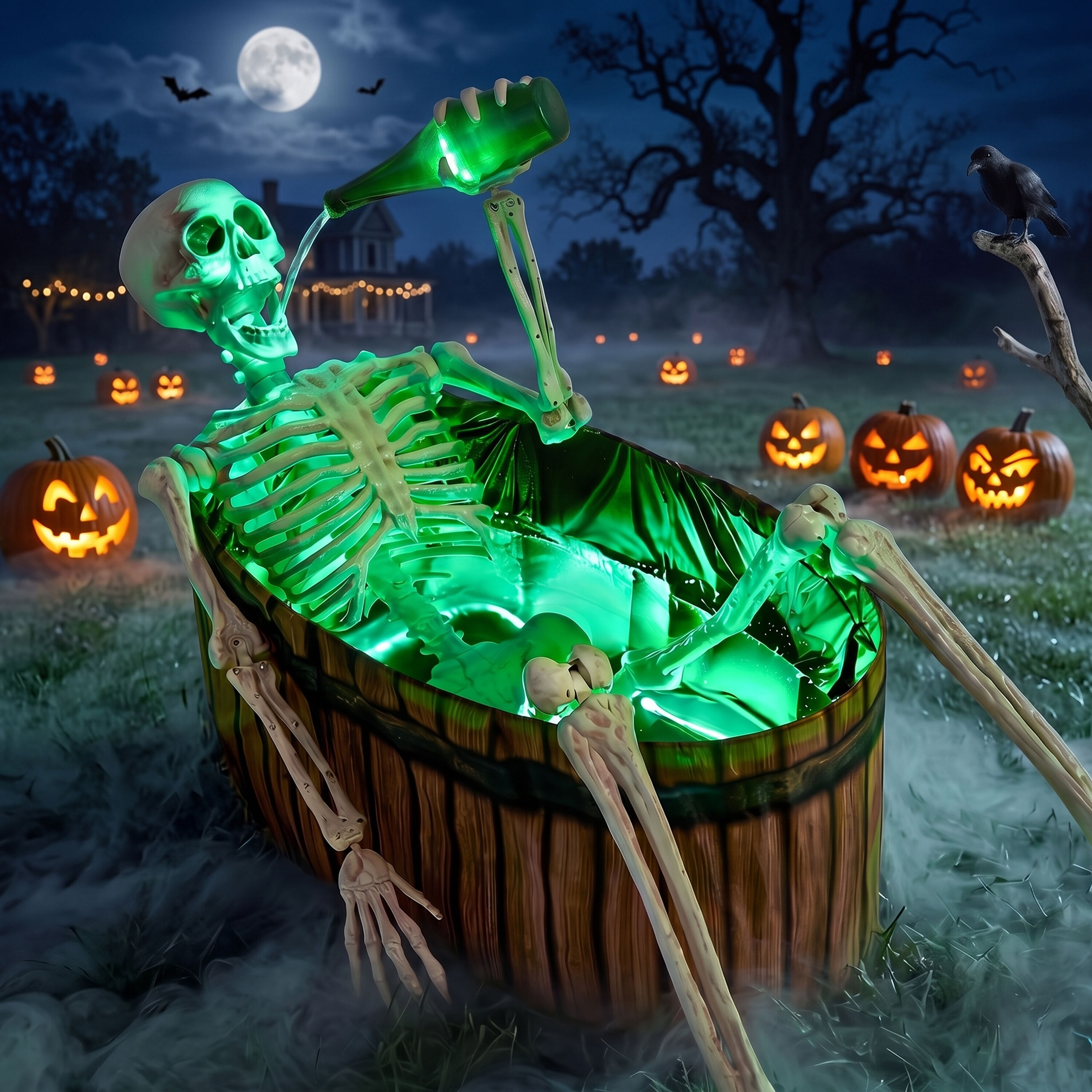 Joyfy  Halloween 5 Ft Drinking Pirate Skeleton