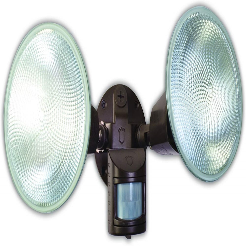 Southwire L5999BR 110 -Degree 240 -Wattage Equivalent Hardwired Incandescent Bronze 2 -Head Motion-Activated Flood Light
