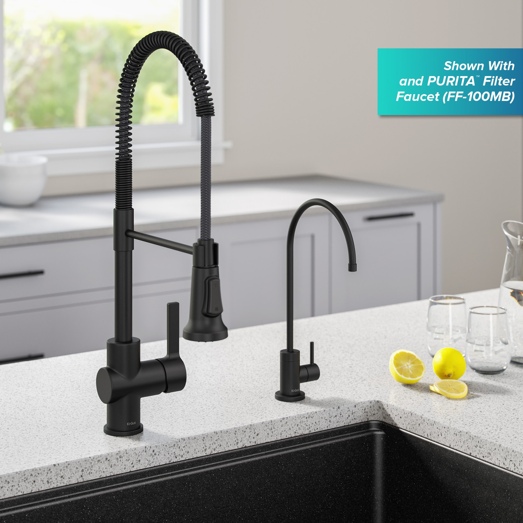 Kraus Britt Matte Black Single Handle Pull-down Kitchen Faucet with ...