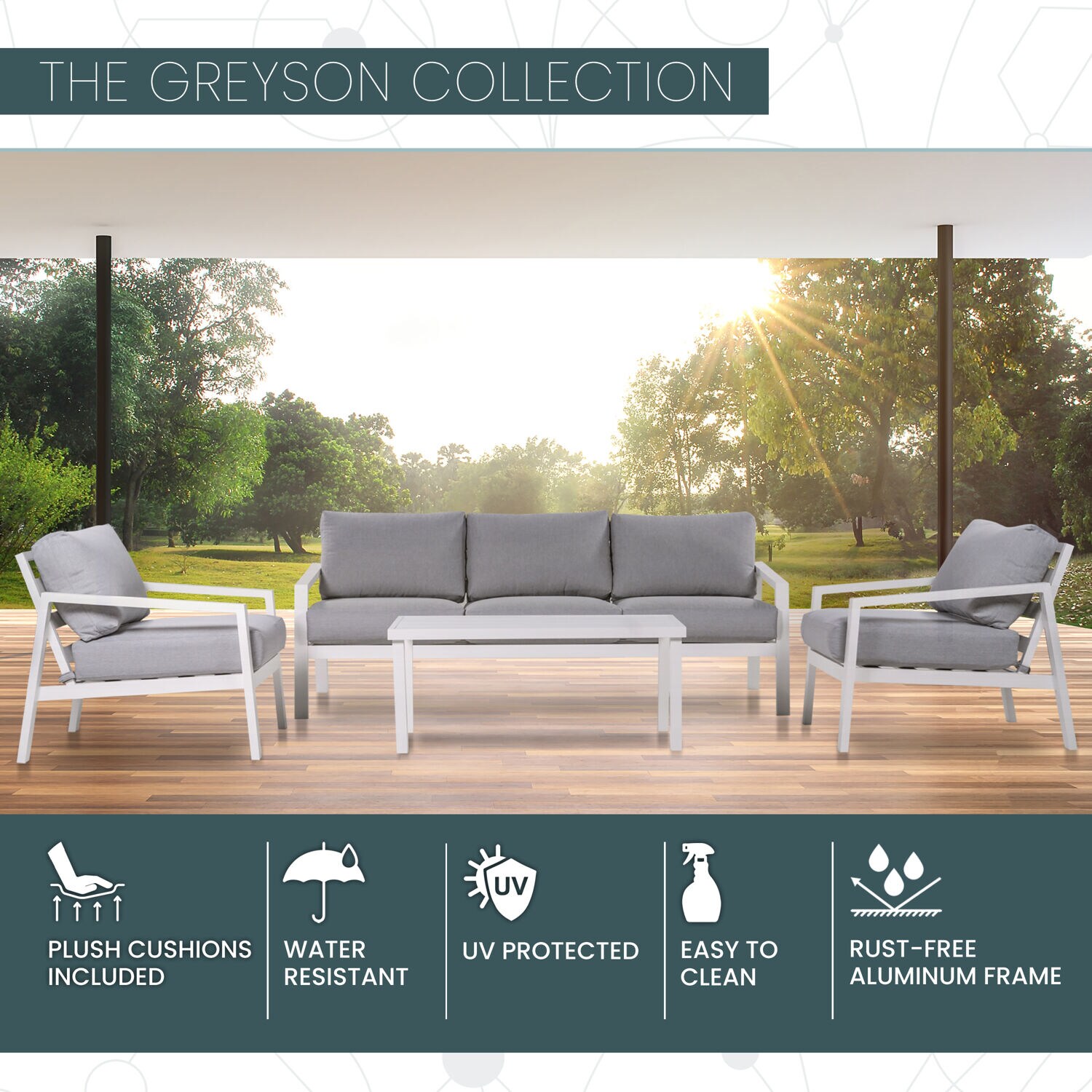 Mod Furniture GRYSN4PC-GRY Patio-Conversation-Sets - View #2