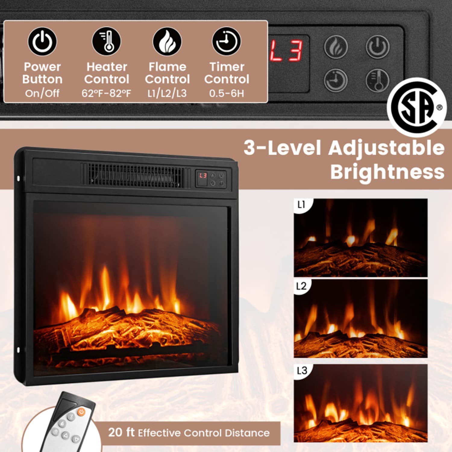 Clihome CL-FP10181WH Electric-Fireplaces - View #5