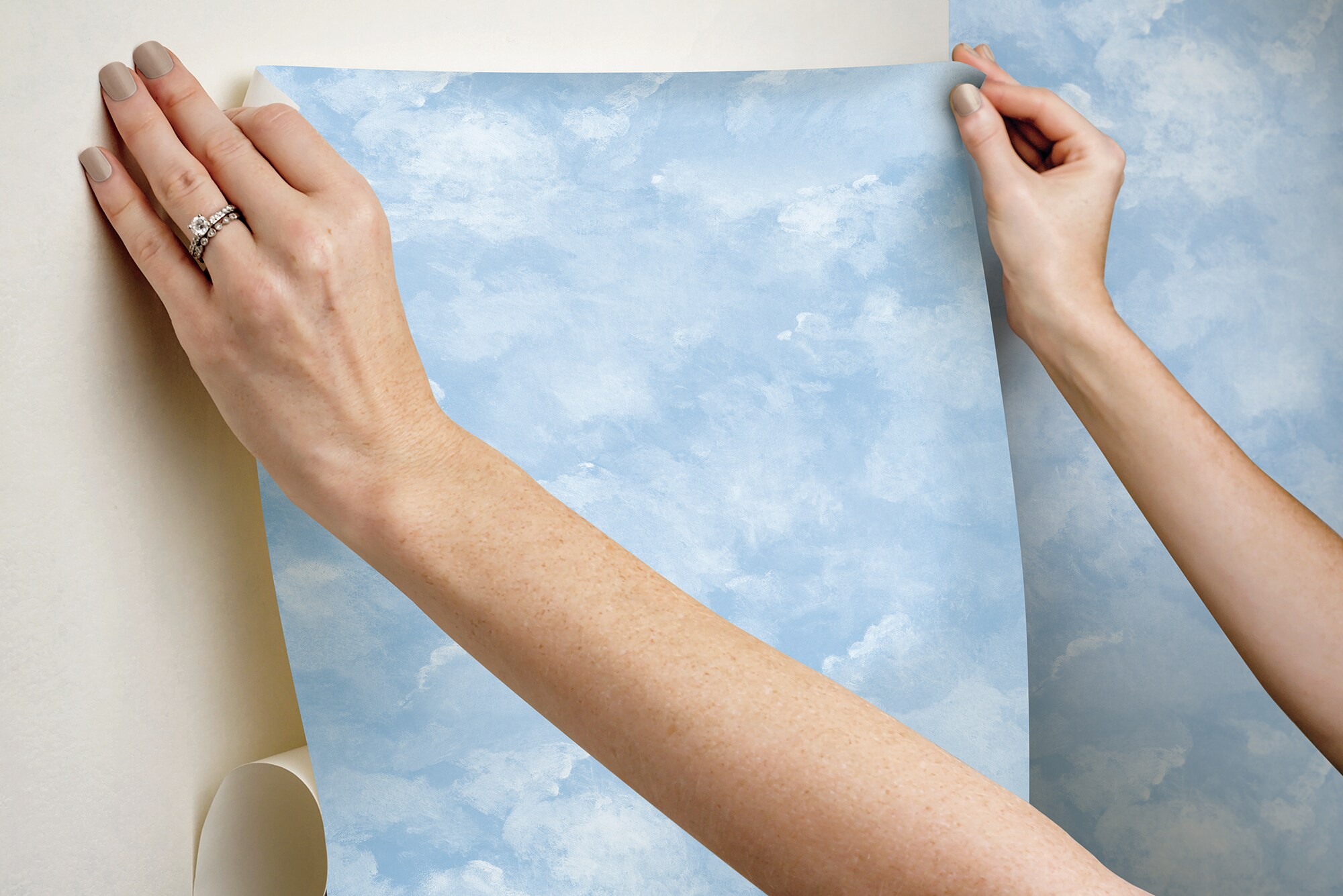 Blue Atrium Clouds Peel and Stick Wallpaper Roll