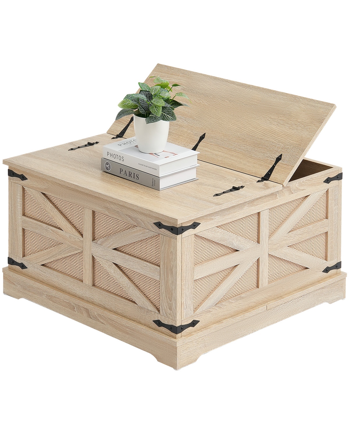 SVOPES SVOPESZFXKFZY09977V0 31.5-in W x 18.1-in H Original Wood Color Wood Rectangular Modern End Table with Storage Assembly Required
