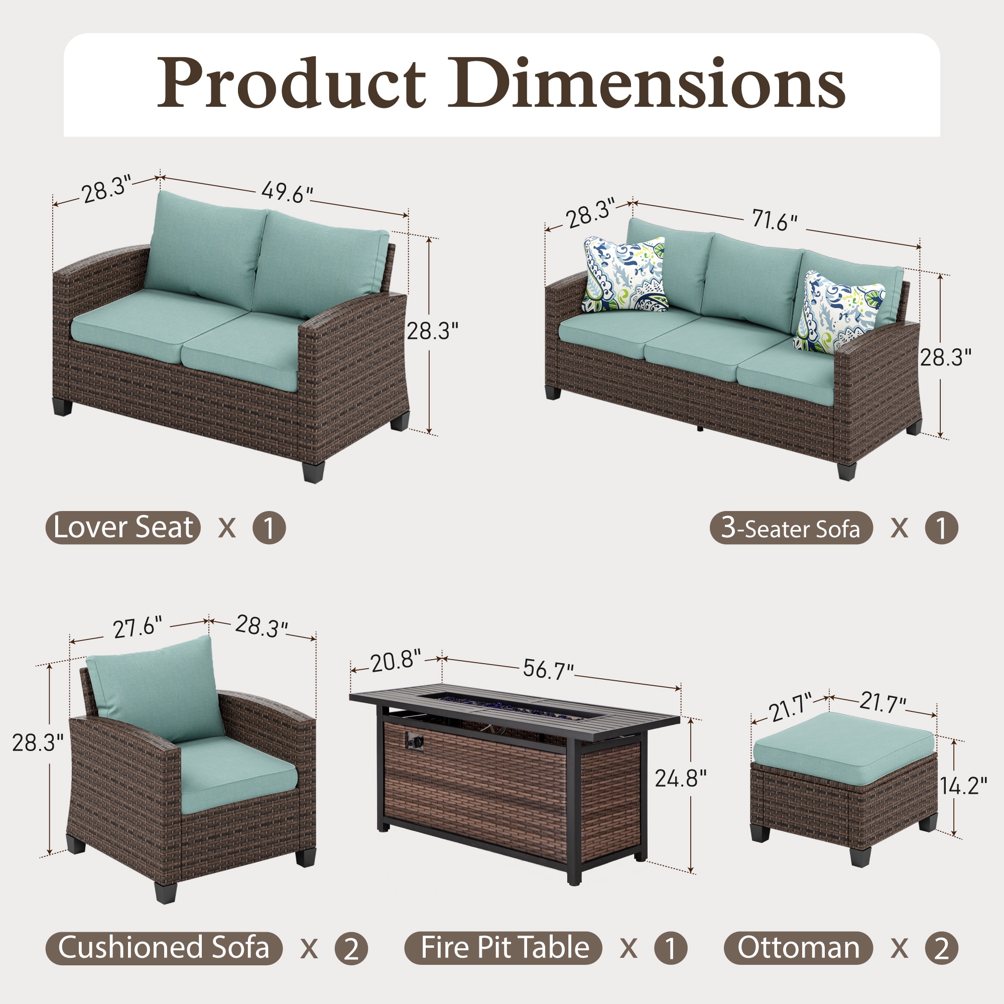 Sunshine Valley CR007-08-9-BU-GS103 Patio-Conversation-Sets - View #8