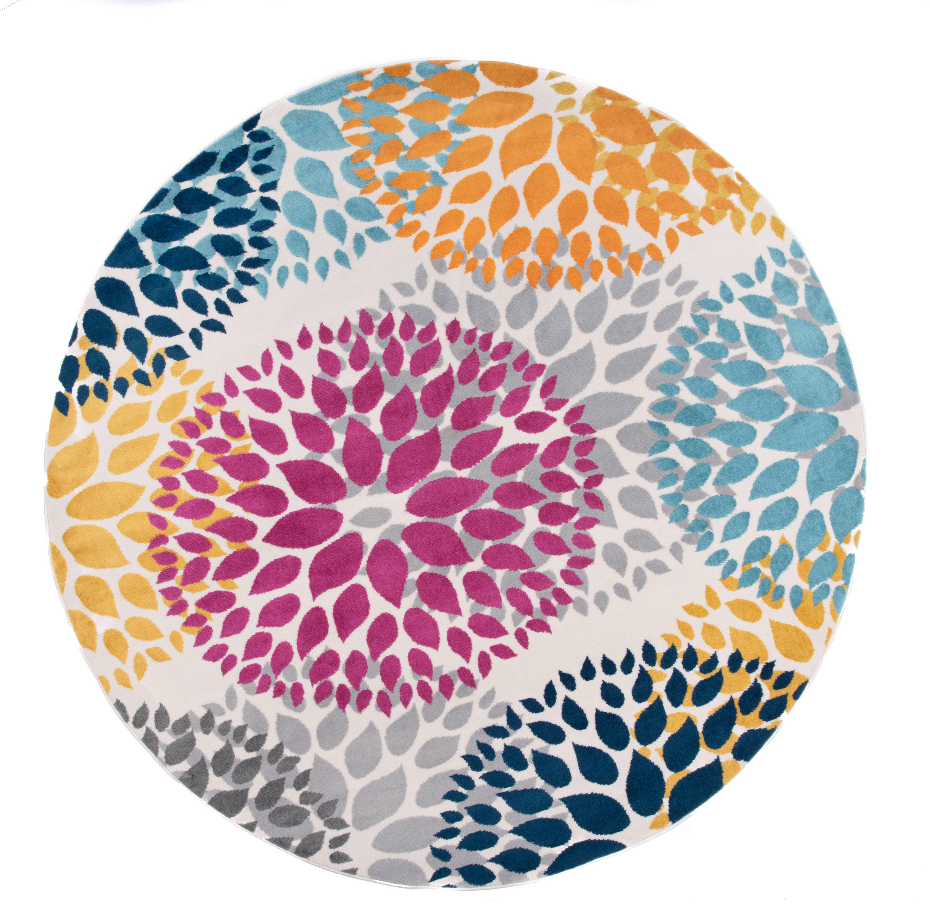 World Rug Gallery 9099MULTI6RND Hudson 6 x 6 (ft) Loomed Polypropylene Multi Round Indoor Floral/Botanical Mid-Century Modern Area rug