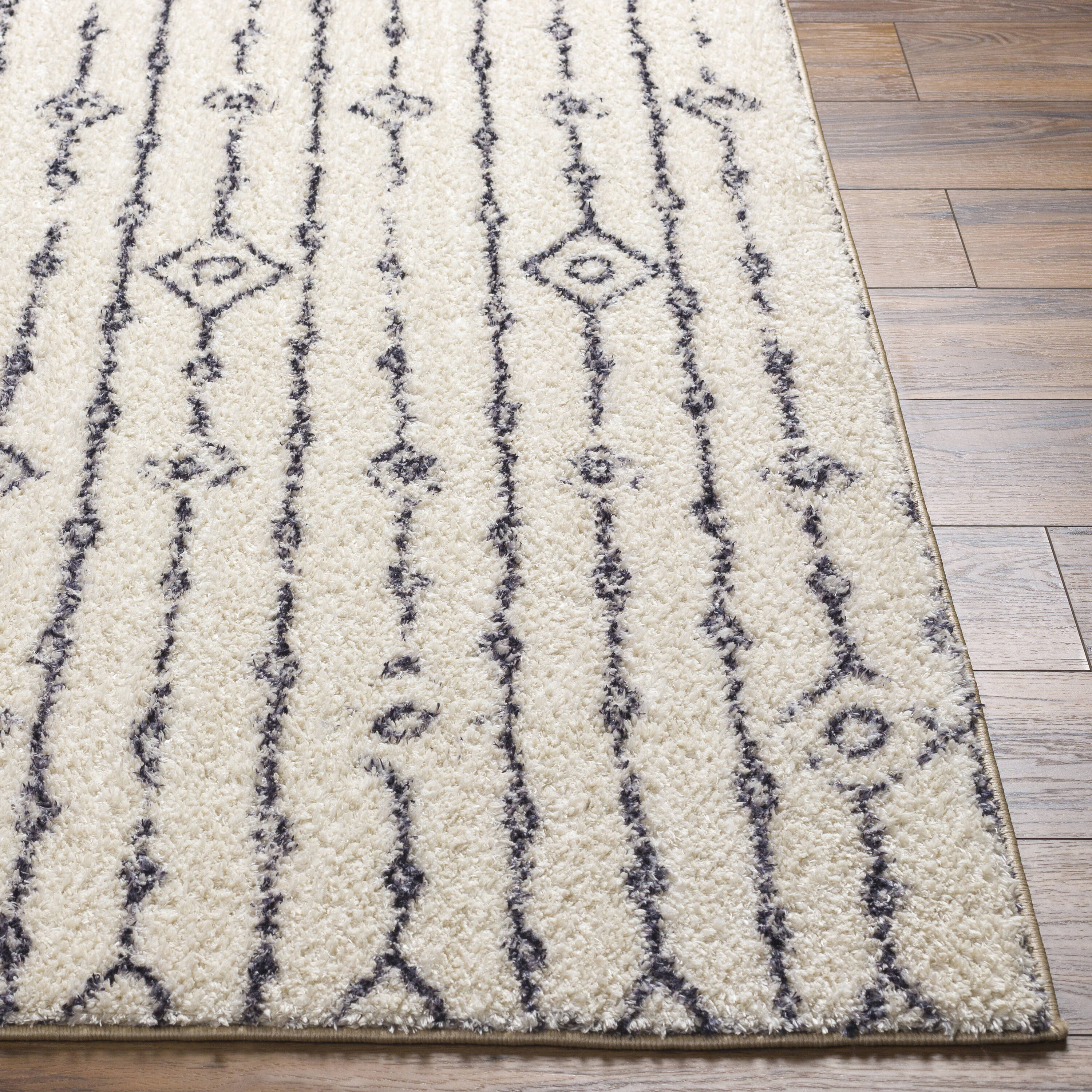 Textured Diamond Shag Bath Rug Cream - Opalhouse™