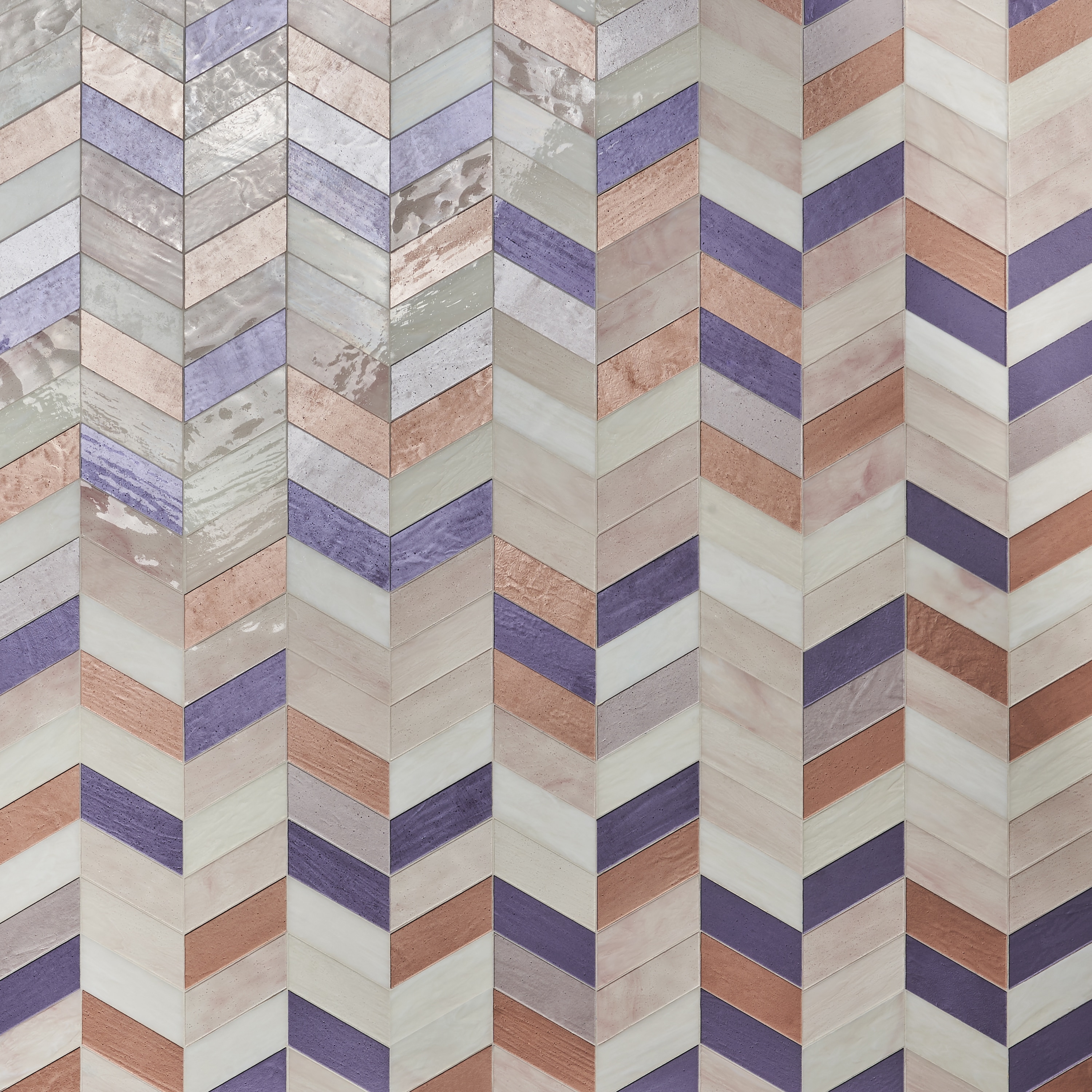 Elizabeth Sutton Glory Pink Chevron Glass Mosaic Tile