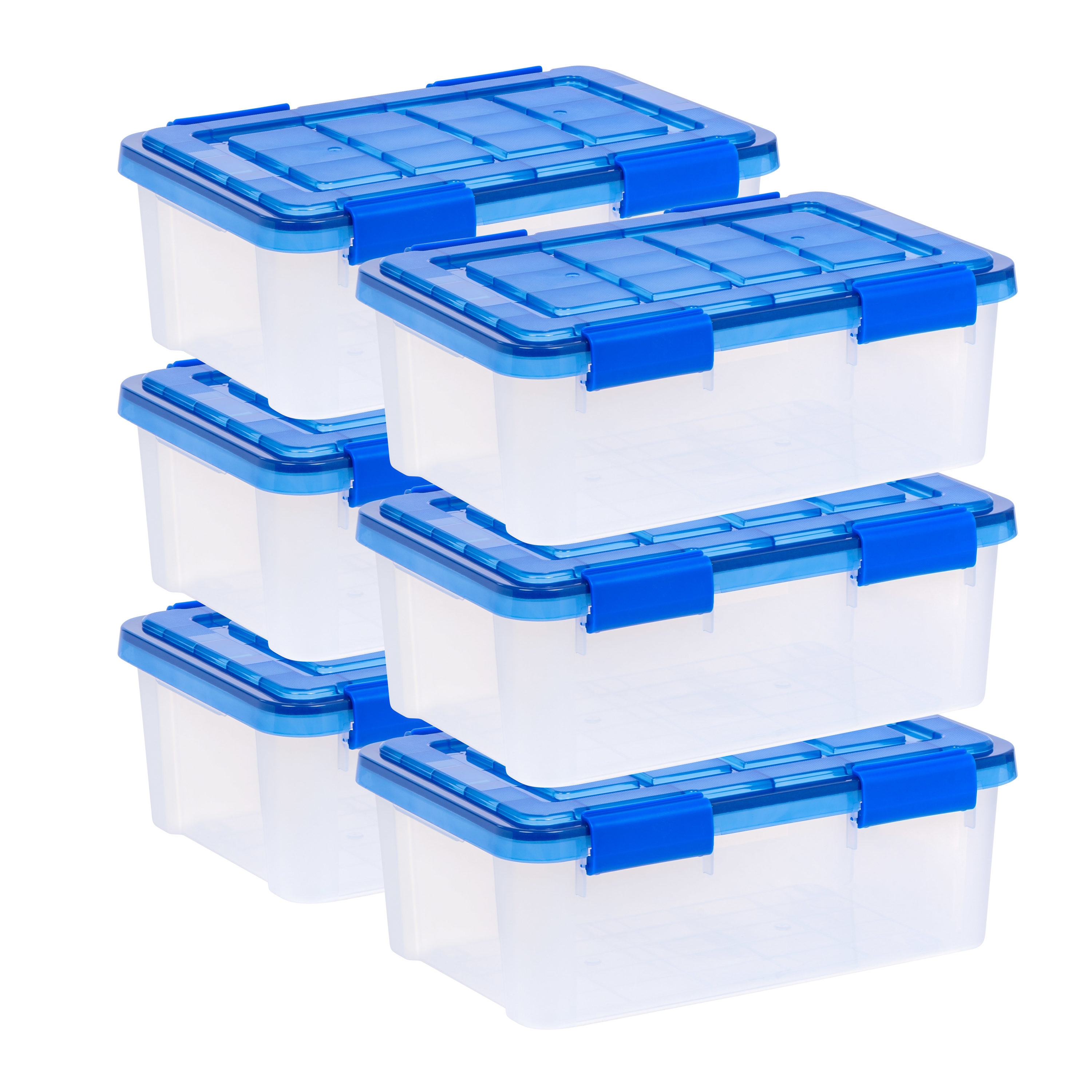 Storage Box Stacker W Lid Durable Organize Container Plastic Clothes Toy 6 Pk 