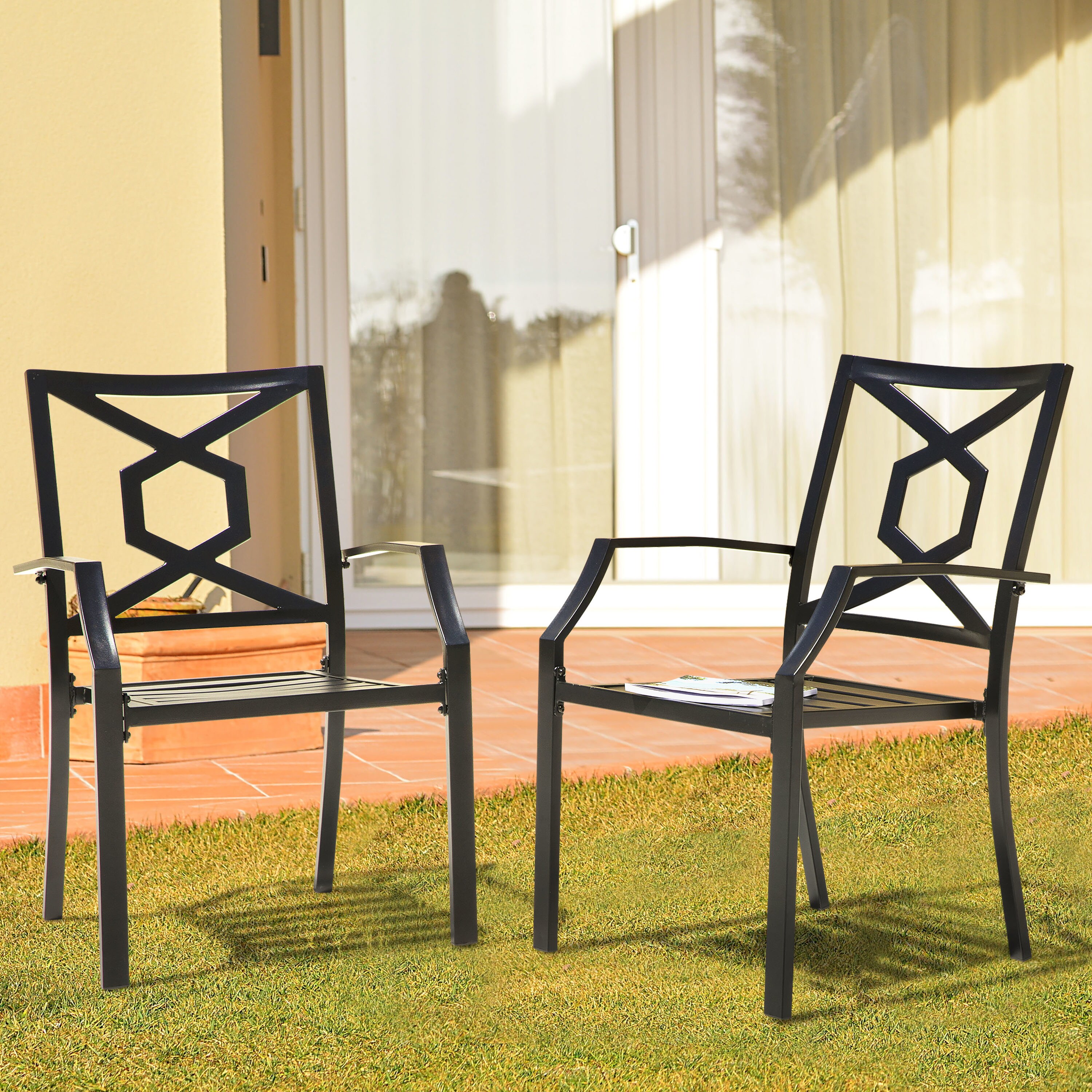 4 black garden chairs hot sale