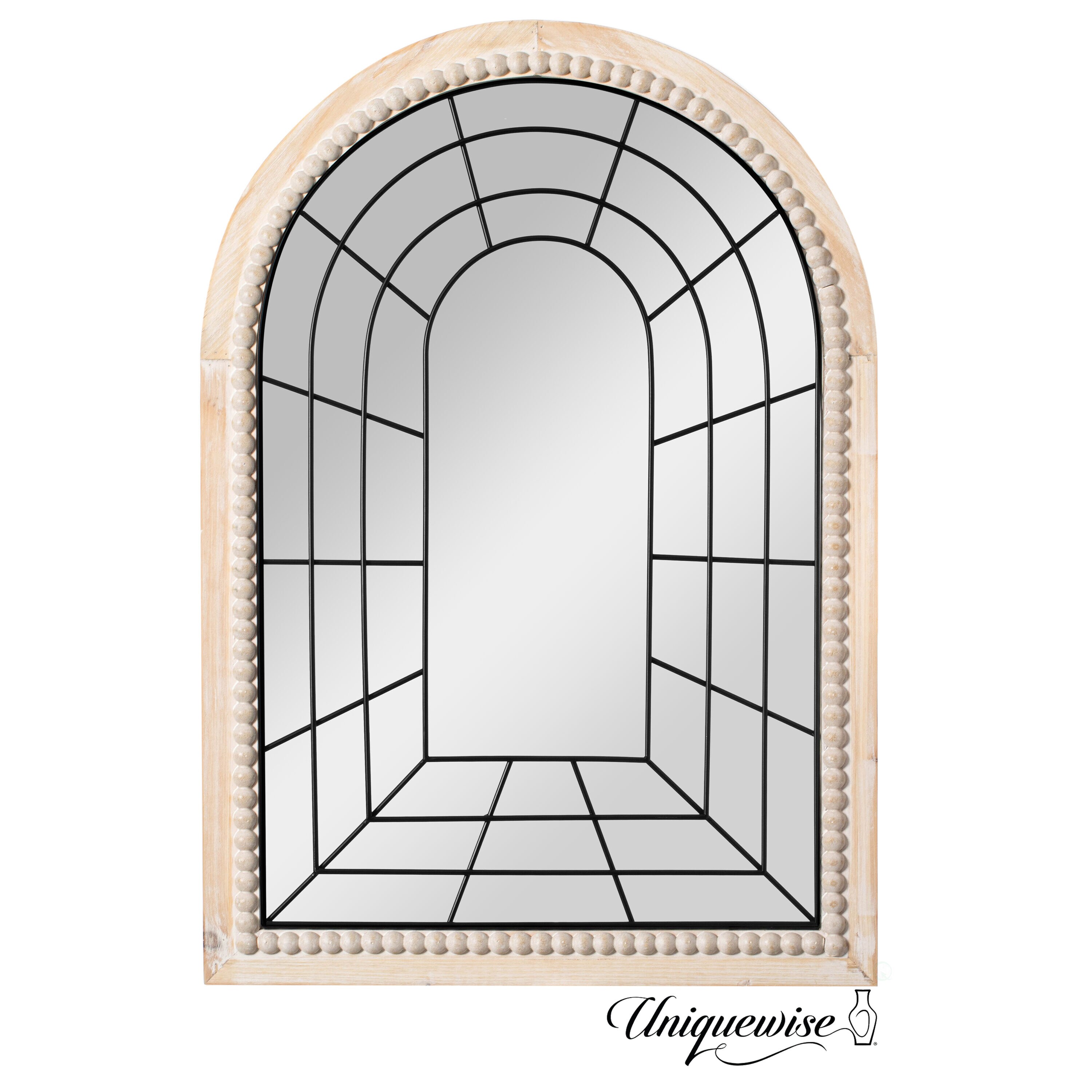 Uniquewise QI004670 27.6-Inches W x 39.4-Inches H Oval Single Brown Framed Wall Mirror