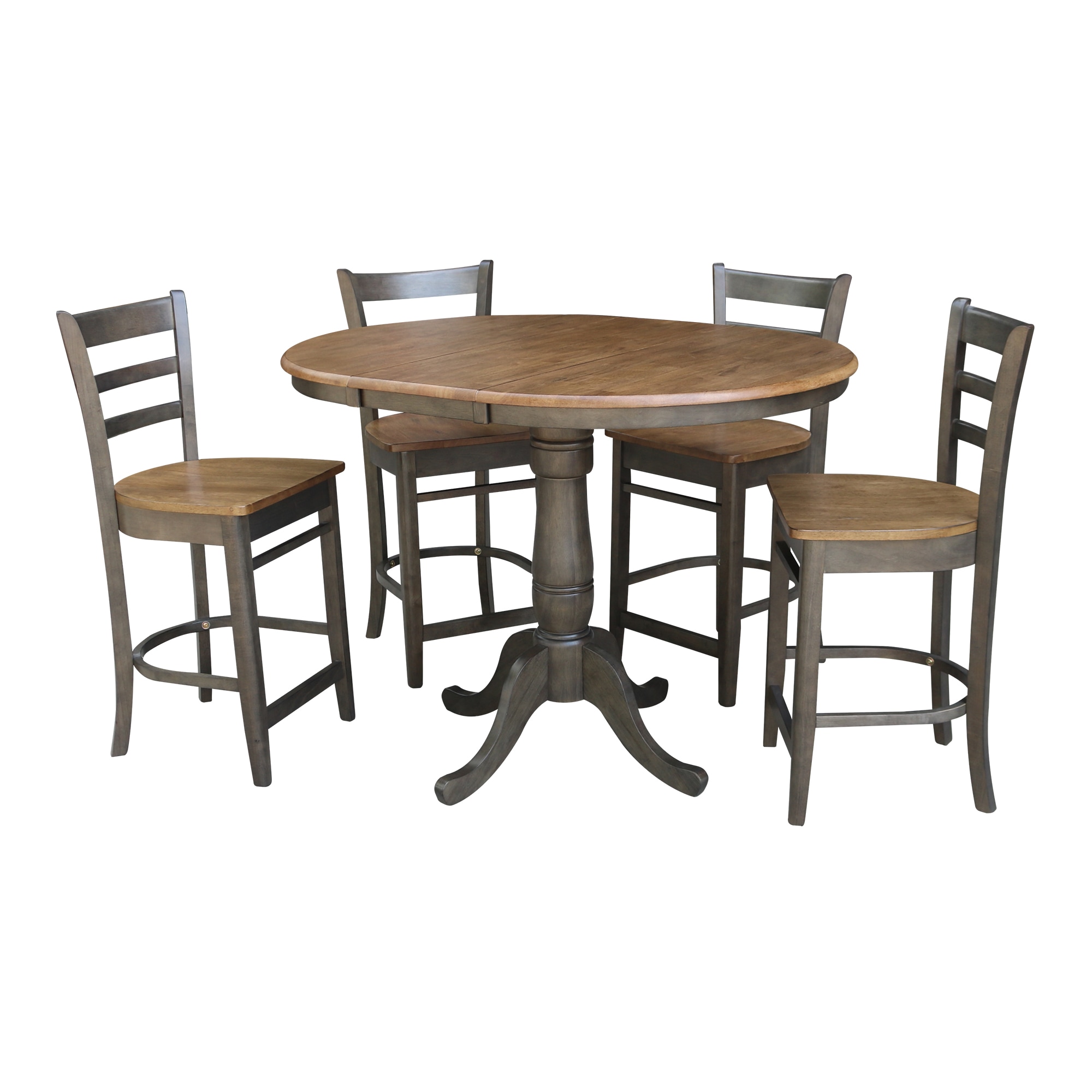 International Concepts K45-36RXT-6B-S6172-4 Hickory/washed coal Traditional Dining Room Set with Round Table ( Seats 4 )
