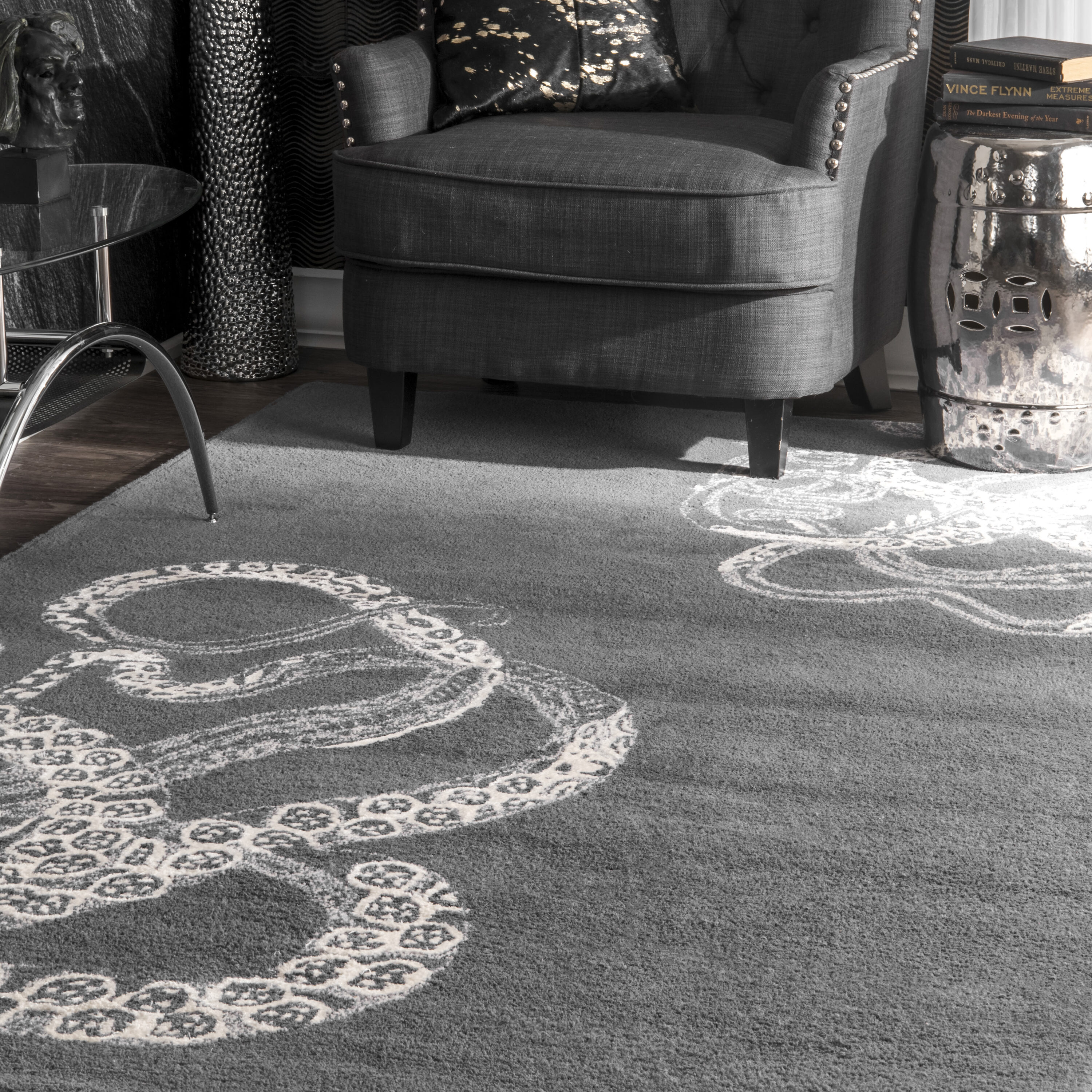 nuLOOM MTKT01C-406 Octopus Tail 4 x 6 (ft) Tufted Wool Midnight Rectangular Indoor Animal print Area rug