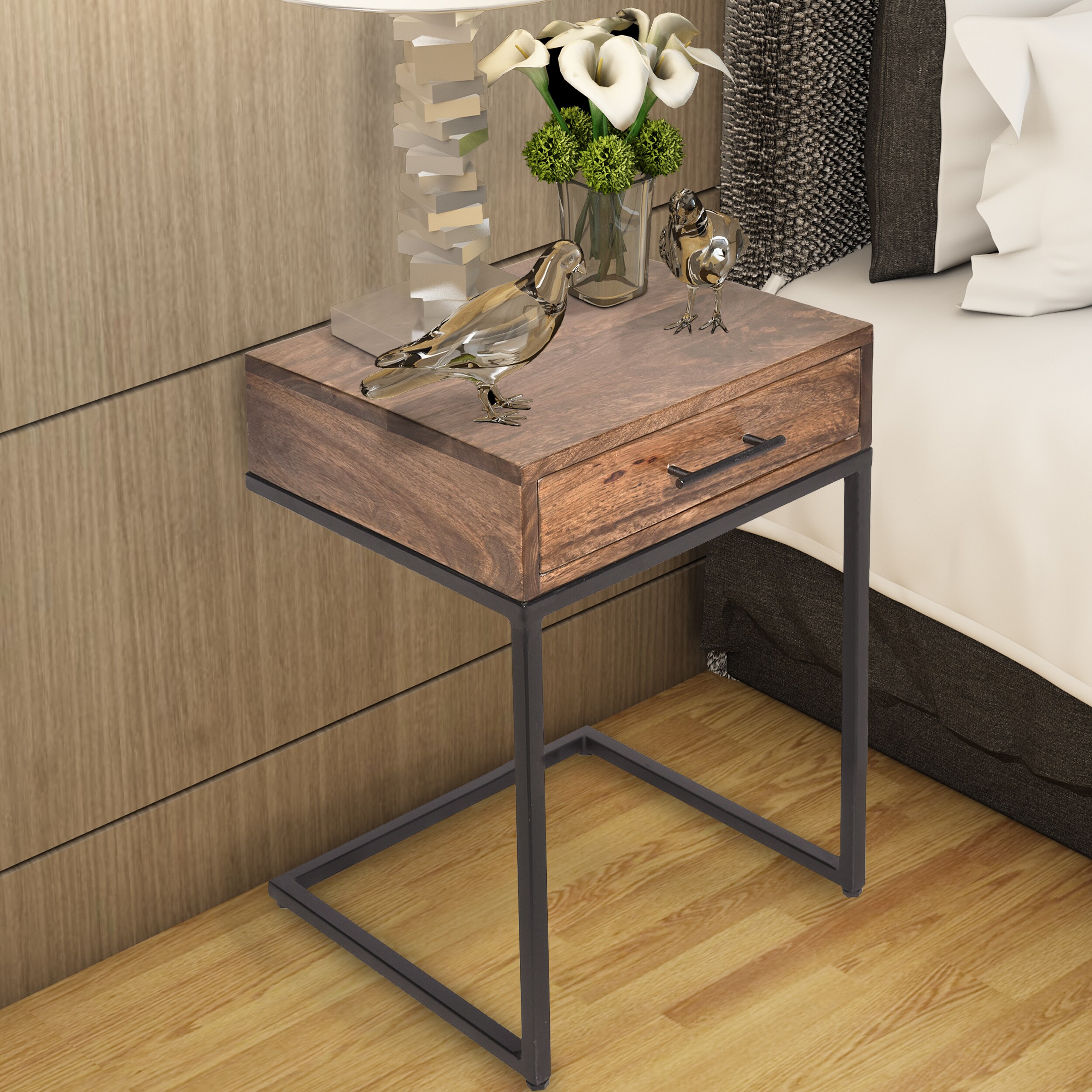 Benzara Brown Wood Rustic End Table with Storage in the End Tables ...