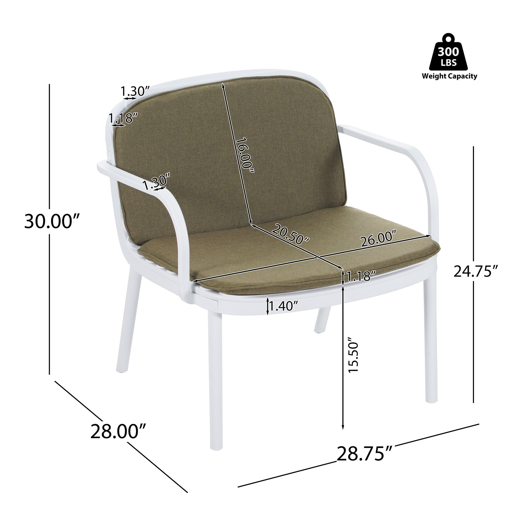 HyperDrop Cart W-LUNA3PCSETW Patio-Chairs - View #3