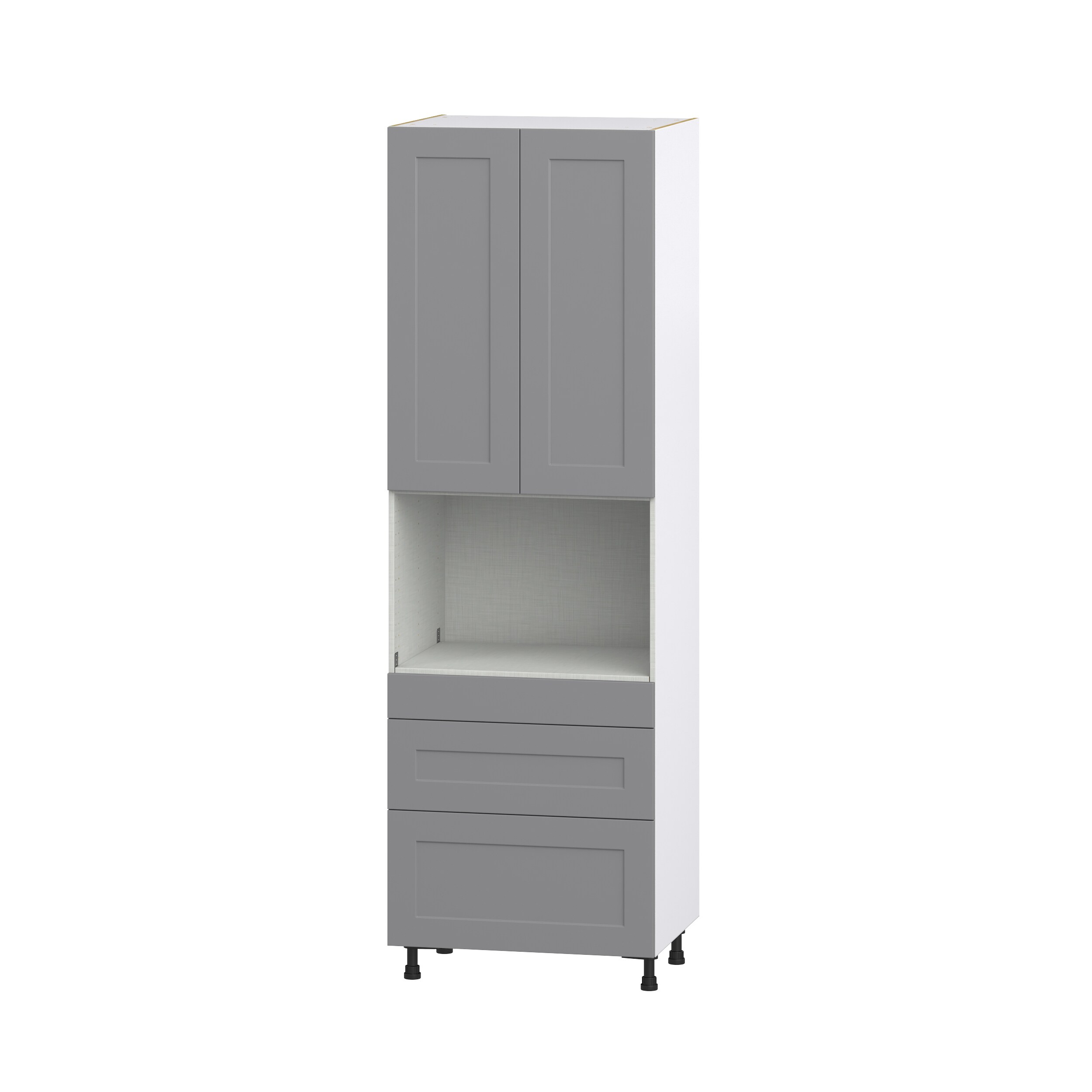 Hugo&Borg DSTM3D3094.5-BM Beaumont 30-in W x 94.5-in H x 24-in D Slate Gray 3 -Drawers Microwave Pantry Fully assembled Cabinet (Recessed Panel Shaker)
