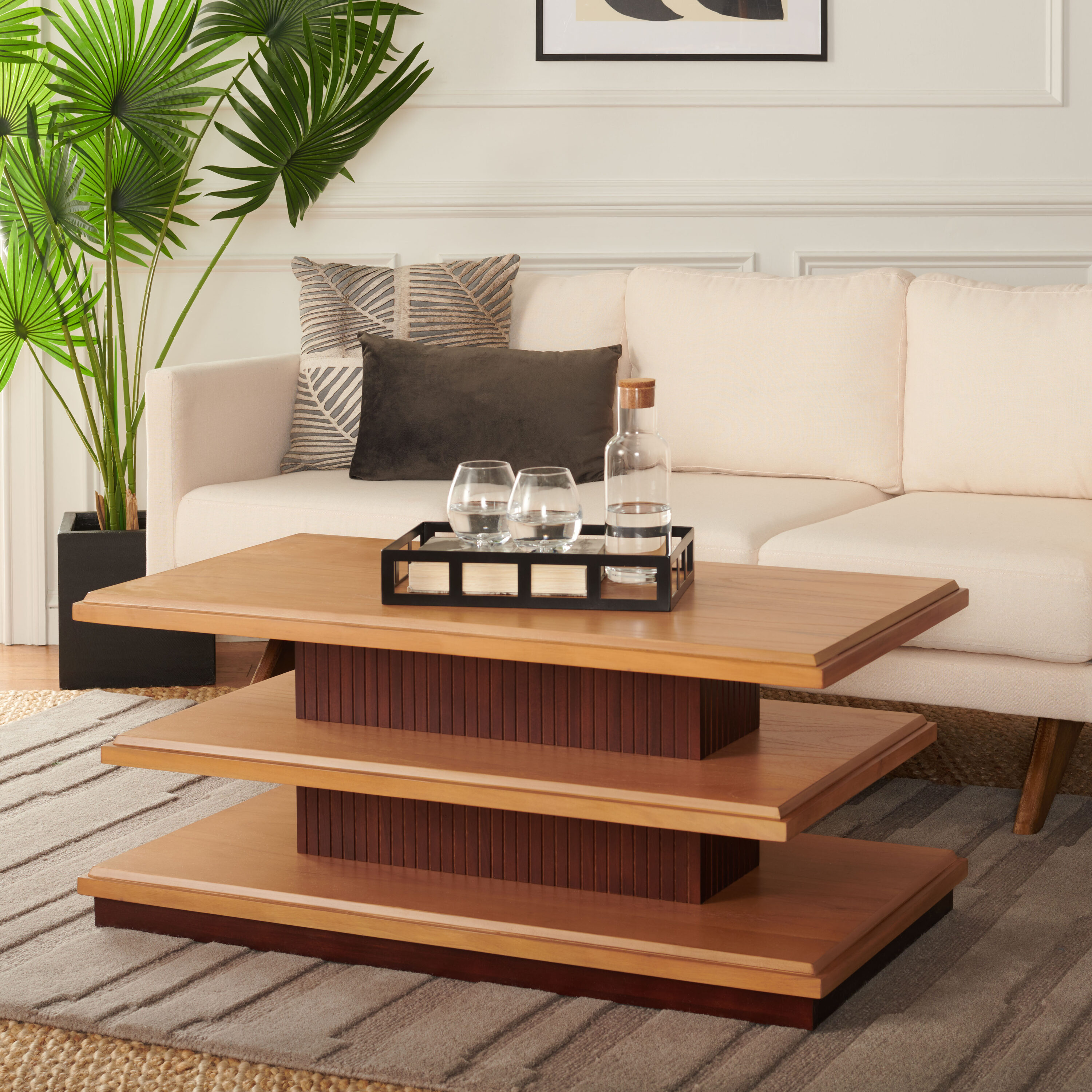 Safavieh COF5001A Coffee Table NC Finish Mahogany Wood Casual Coffee Table with Storage