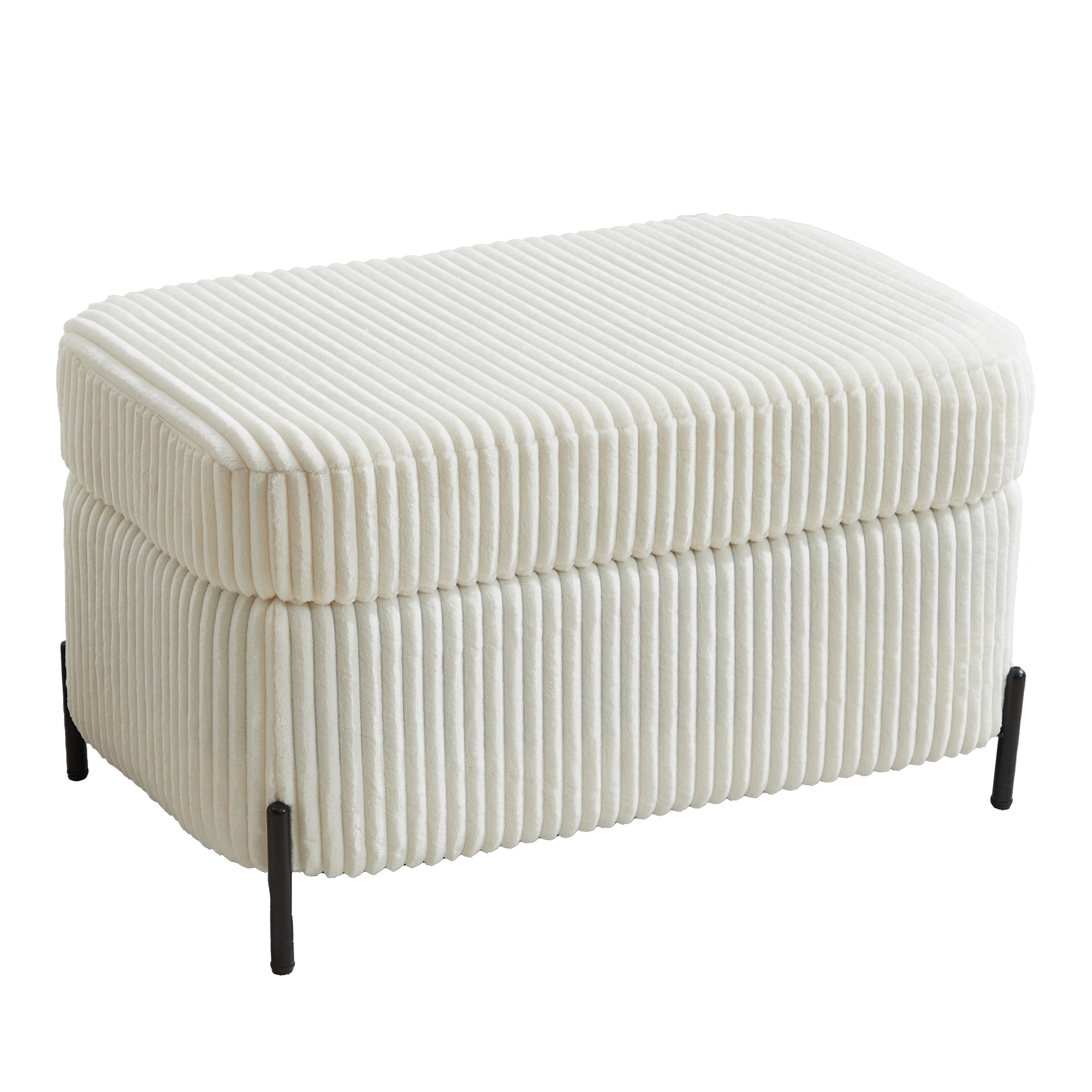 Hrinhom HC-W4003-IVORY Modern IVORY Corduroy Storage Ottoman