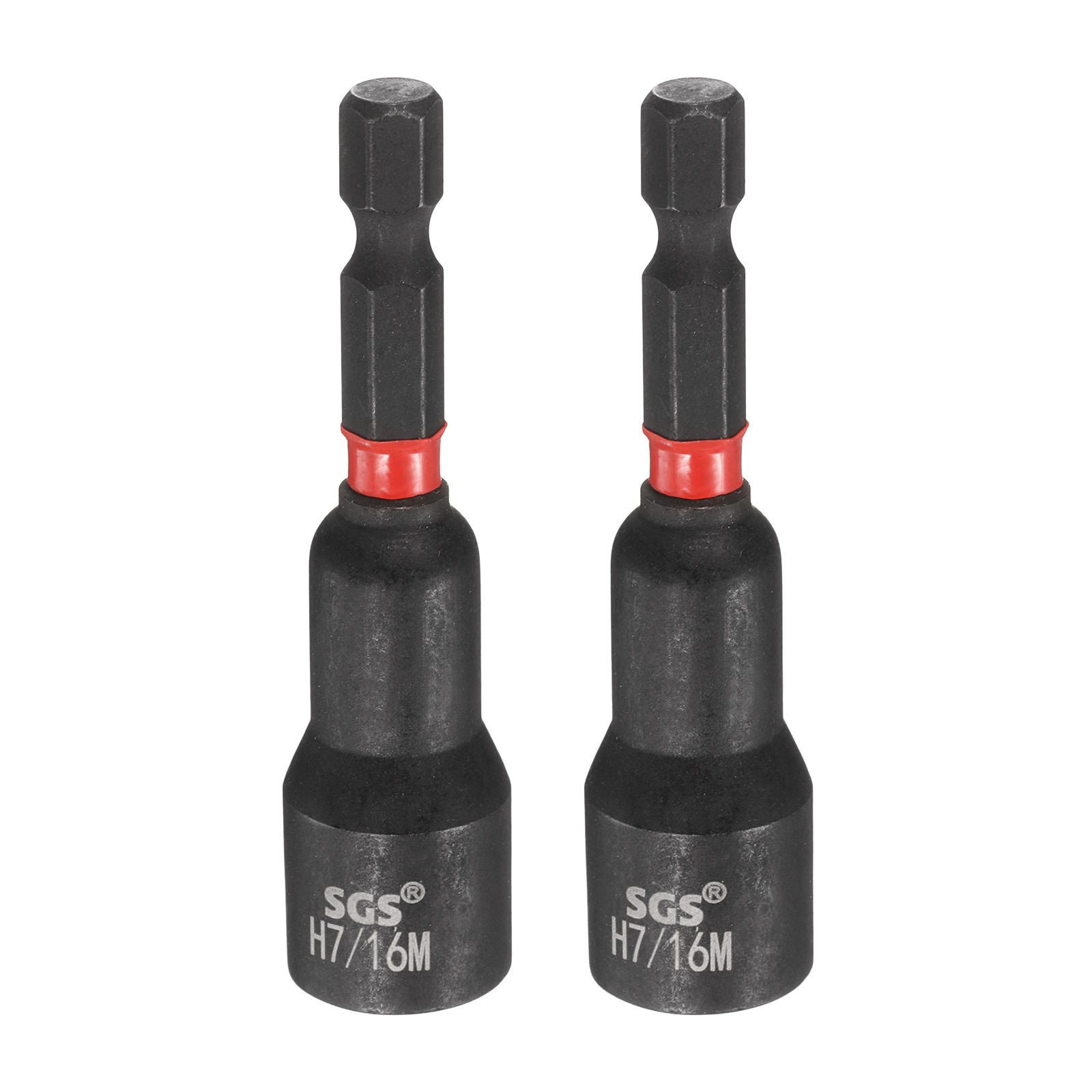 Harfington 2pcs Nut Driver Drill Bit 7/16 Inch SAE Socket 1/4 Inch Hex Shank 2.56 Inch (65mm) Long Magnetic 6-Point Sockets Quick Change CR-V Steel Bolt Setters for Power Drill Drivers #S26030900UX3075
