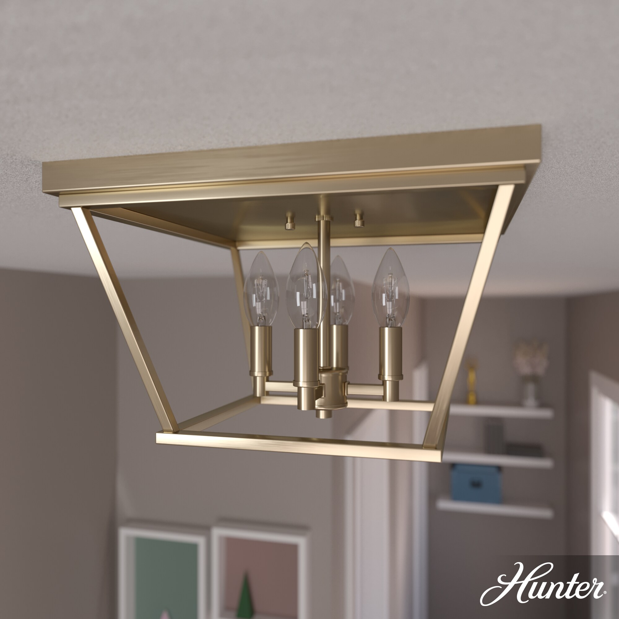 Laurel Ridge Alturas Gold 14" Modern Indoor/Outdoor Flush Mount Light