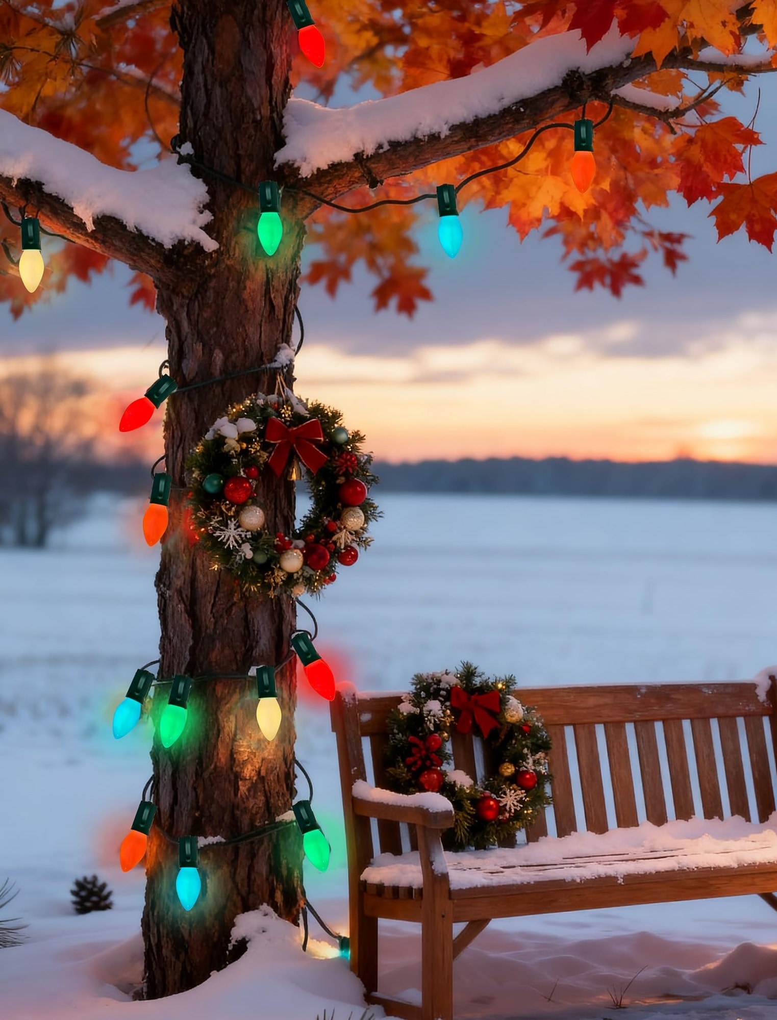 AOIZGMY 25FT C7 Multicolor Vintage Christmas String Lights Set Outdoor ...