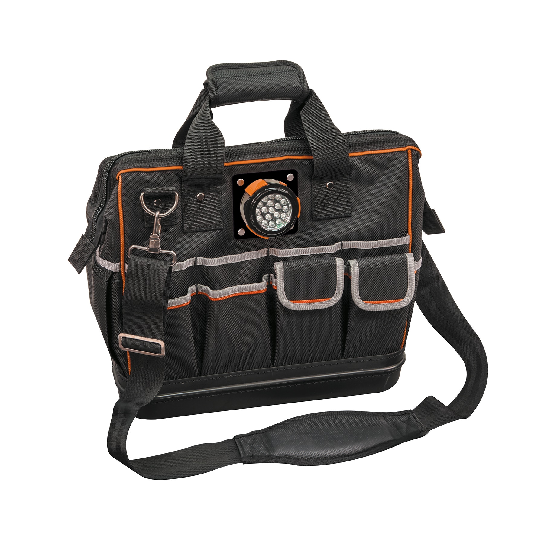 Klein Tools Tradesman Pro(TM) Lighted Tool Bag Black Ballistic Nylon 8-in Zippered Tool Bag 55431 Sansujyuku sansujyuku.com