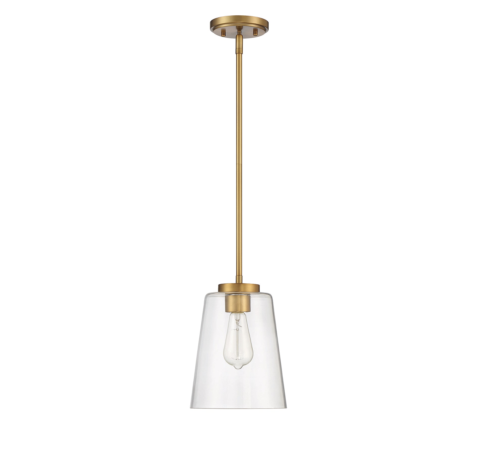 Warm Brass and Clear Glass Mini Pendant Light