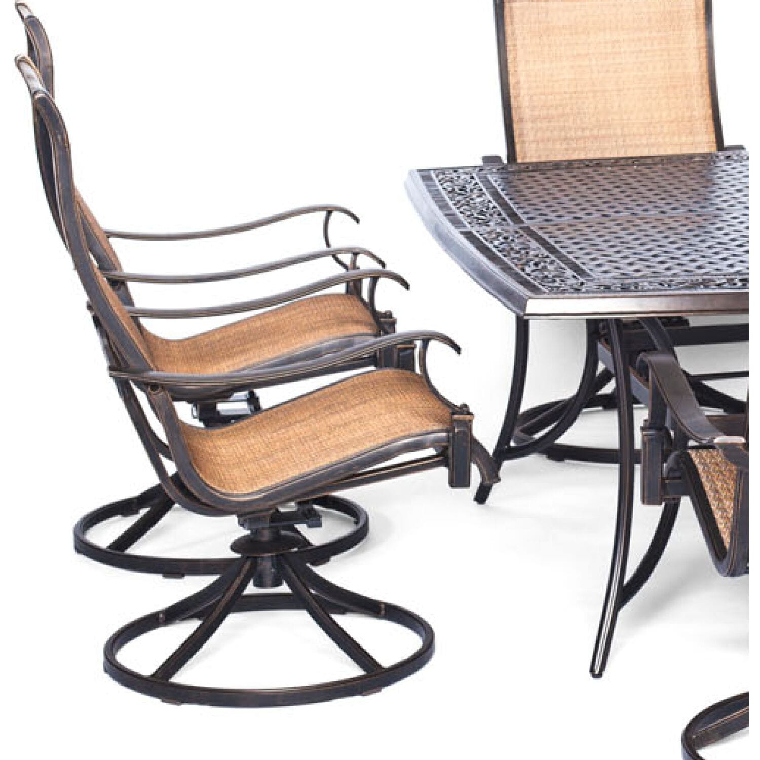Cedar Cast Aluminum 9-Piece Patio Dining Set with Swivel Rocking Chairs
