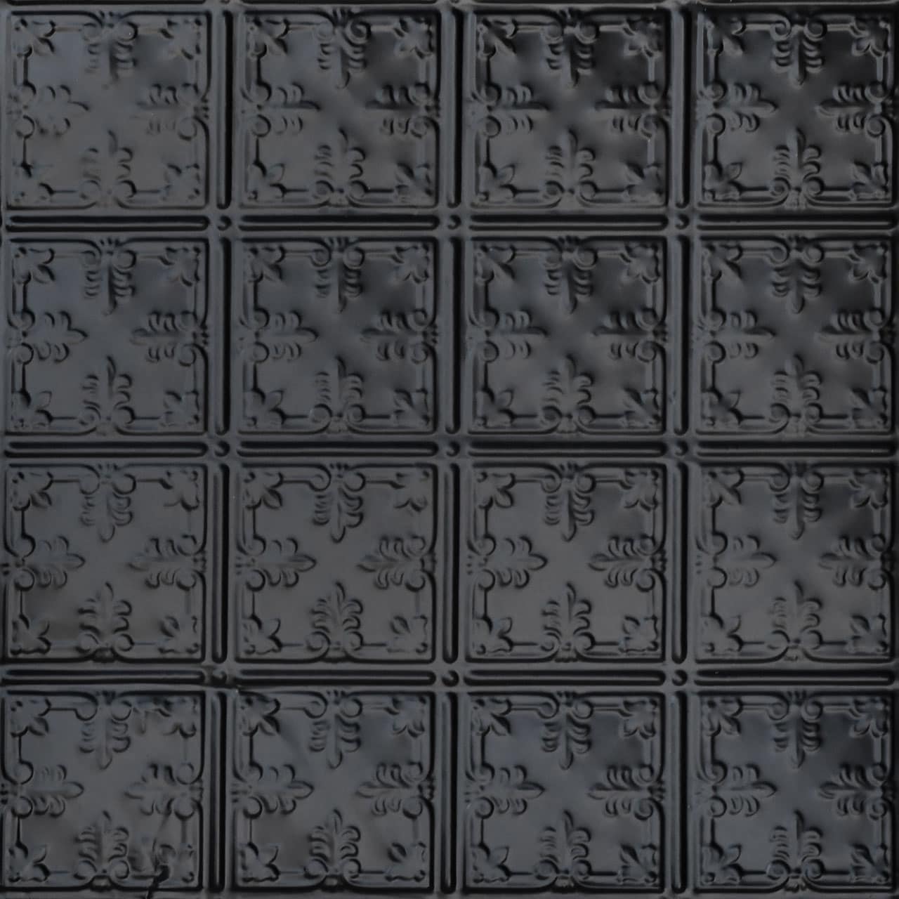From Plain to Beautiful in Hours SKPC210-BK-24X24-N12 2-ft x 2-ft Florentine Satin Black Steel Surface-mount Ceiling Tile ( 12 -Pack, 48-Sq. Feet / Case )