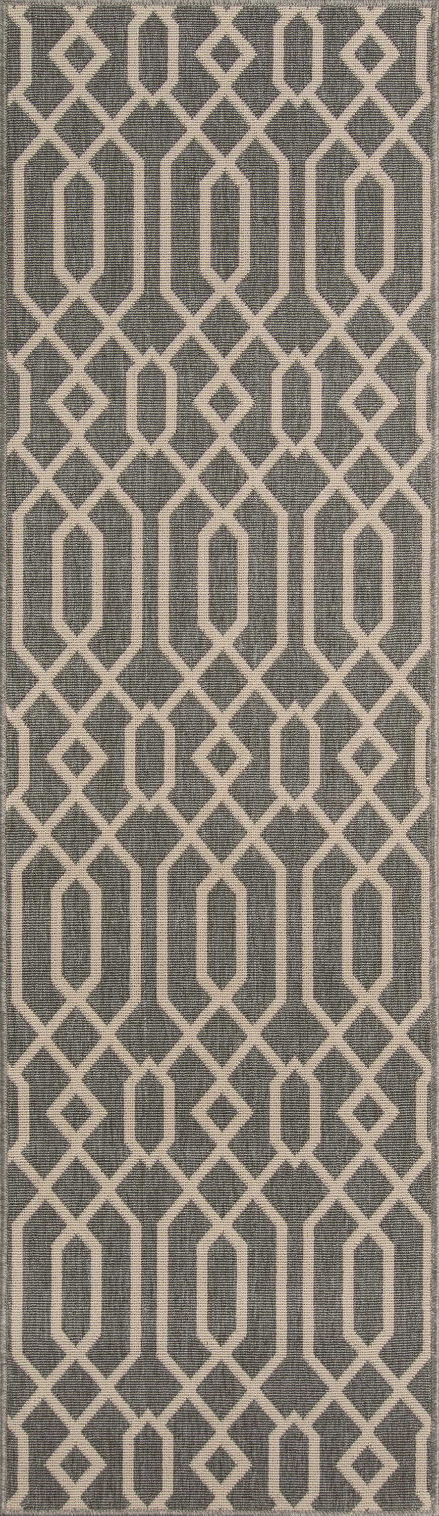 Momeni BAJA0BAJ-3GRY2376 Baja 2 x 7 (ft) Polypropylene Grey Rectangular Indoor/Outdoor Trellis Runner rug