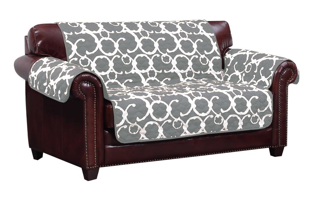 Duck River Textile RHCG2=6 /12693 Rhys Grey Microsuede Loveseat Slipcover 75-in W x 929-in H x 929-in D