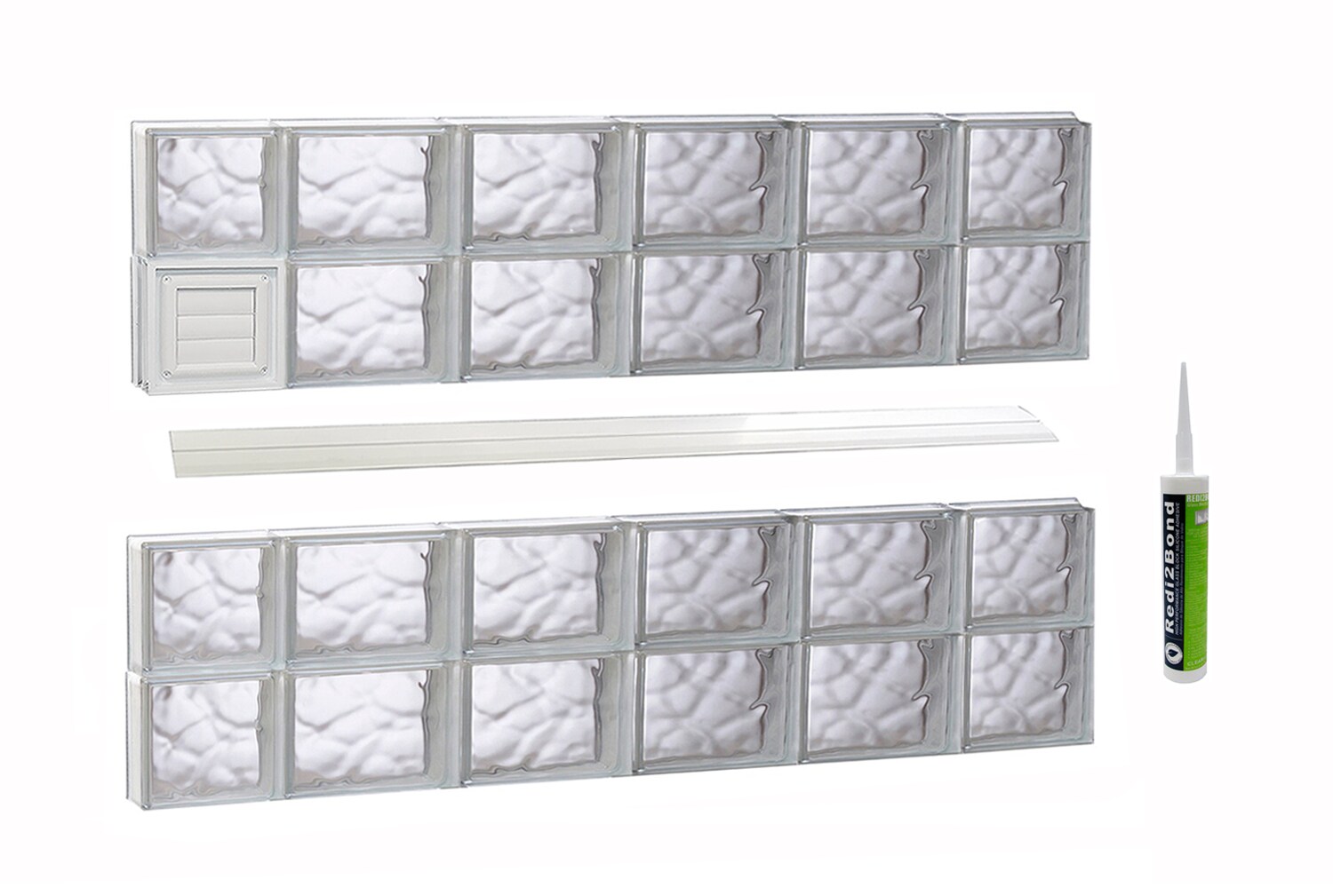 REDI2SET D4426DC Wavy Glass 42-1/2-in x 25-in Frameless Replacement Dryer vent Glass Block Window
