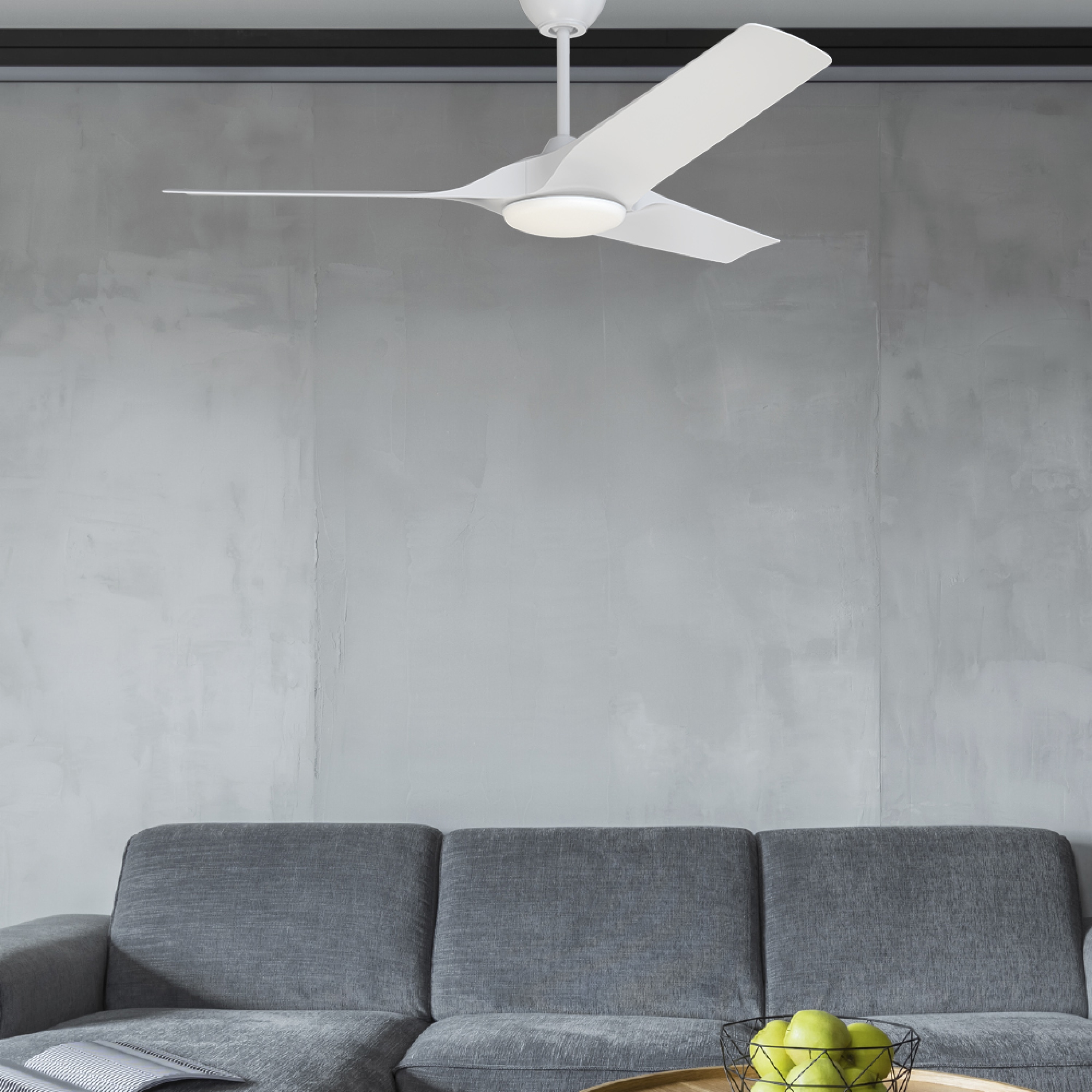 ALTITUDE 953L60MWH Gossamer 60-in Color-Changing Outdoor Matte White with Matte White Blades Ceiling Fan With Light and Remote ( 3 -Blade )