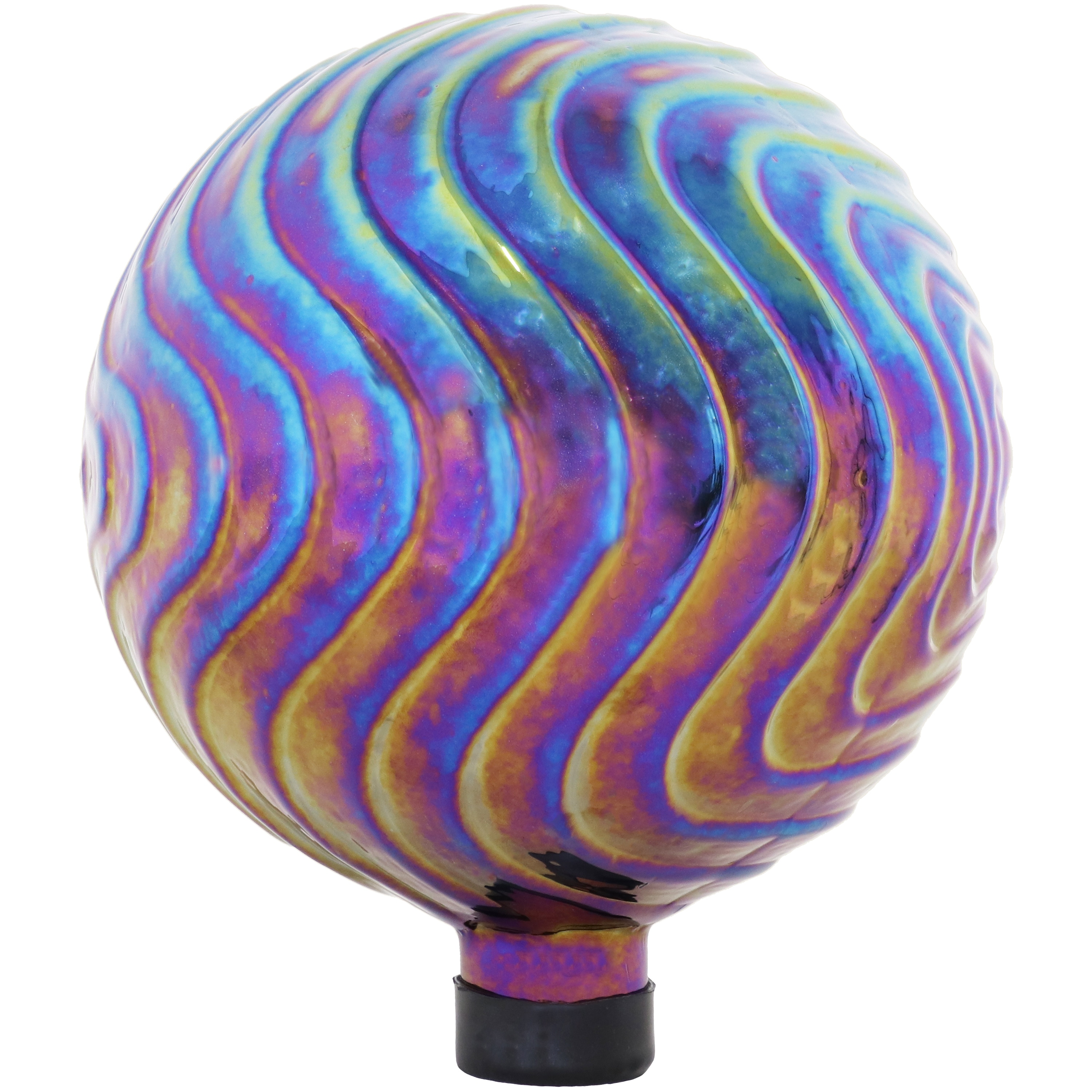 Sunnydaze Decor 10-in Diameter Multi-color Blown Glass Gazing Ball in ...