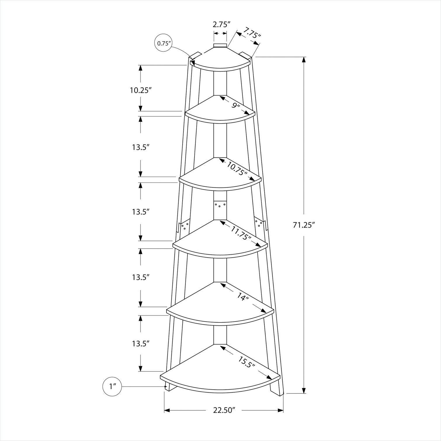 FlowLuxe 0XBF3FZJ1VFP Free-Standing-Shelving - View #3