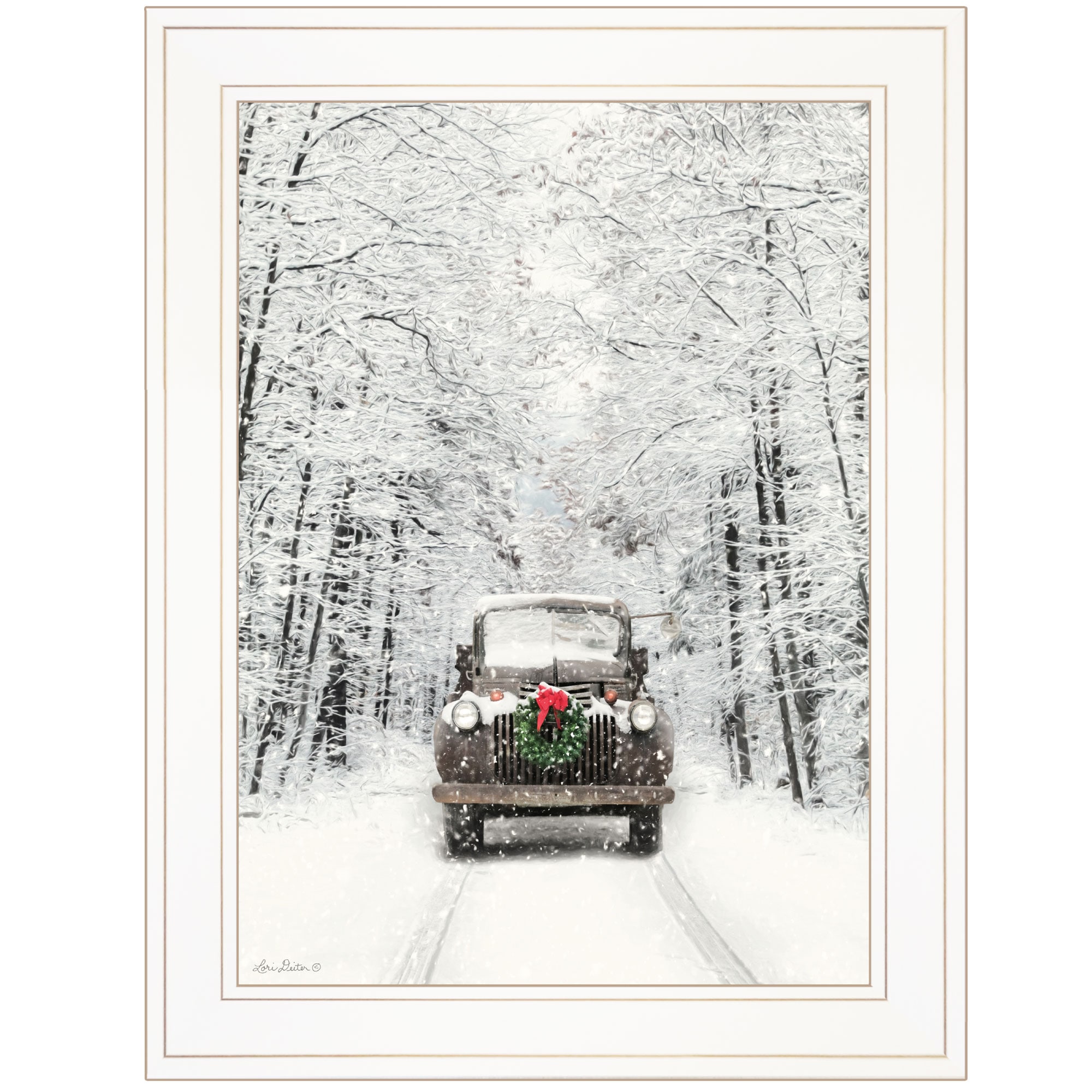 LOVMOR Trendy Decor 4U Antique Christmas Framed Wall Art Lori Deiter
