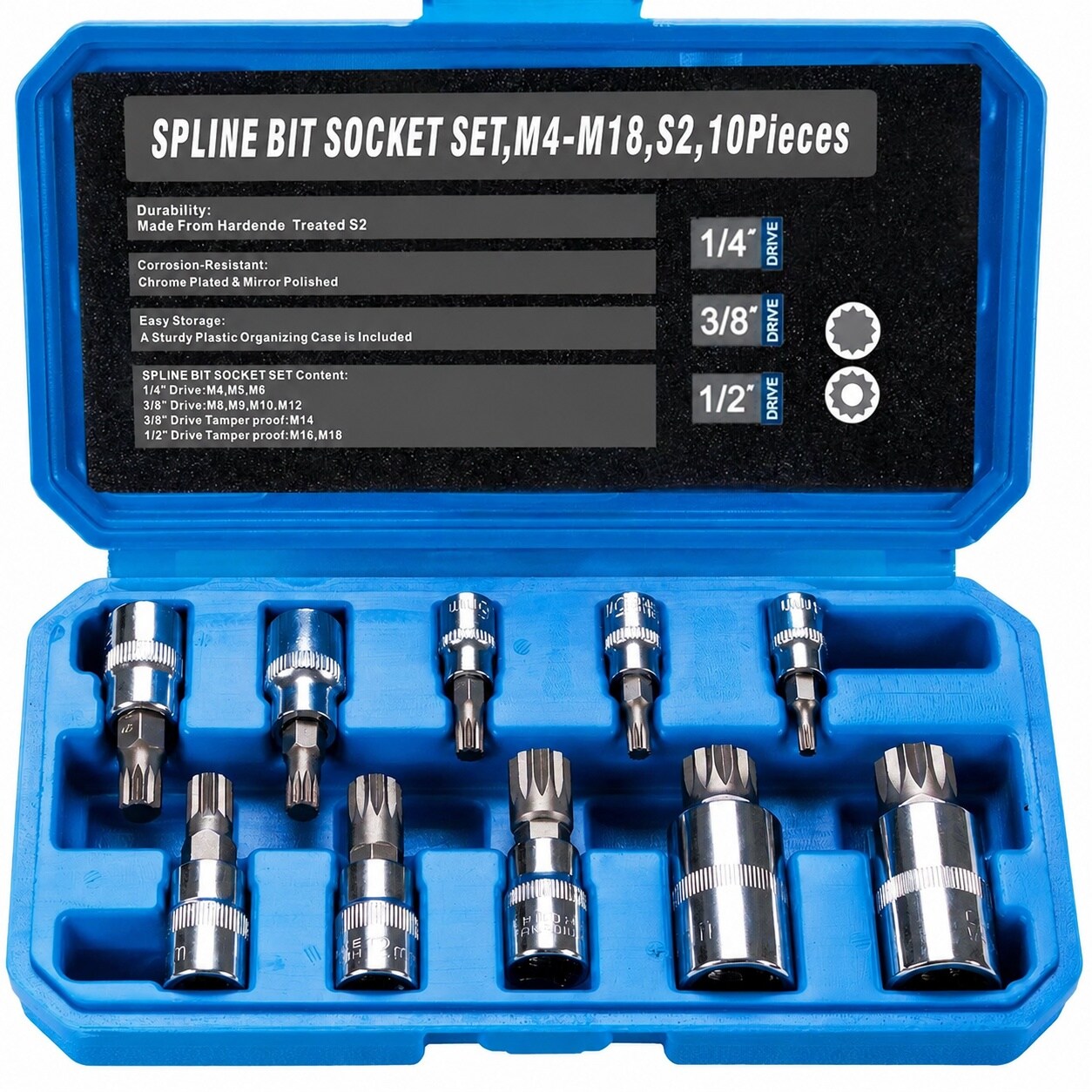 DYRCJ  Spline Socket Bit Set 10pcs Square Triple Silver M4 M18 durable home and garden accessory designed for everyday use easy setup reliable
