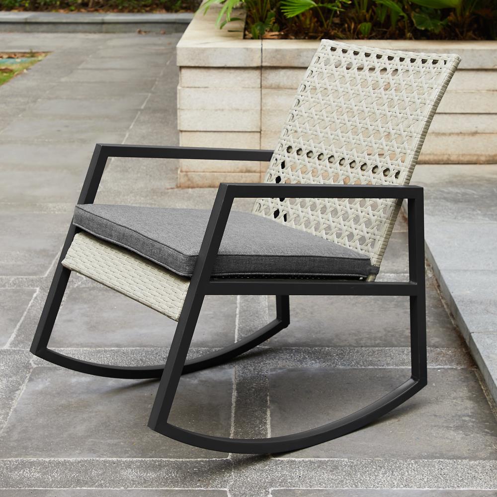 shifflett modern patio rocking chair with cushions